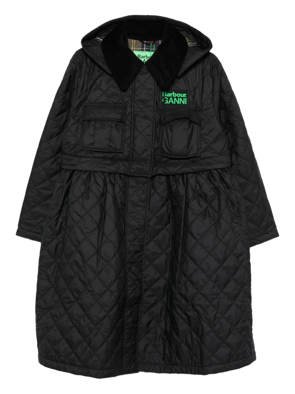 x Ganni quilted hooded coat - 1