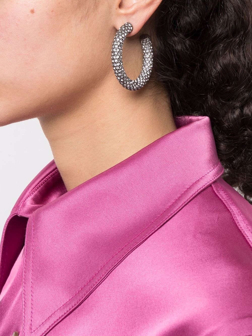 ピアス AMINA MUADDI Earring (ASTRAEARRINGS WHITE) Iris Earring White Crystals And Silver Base