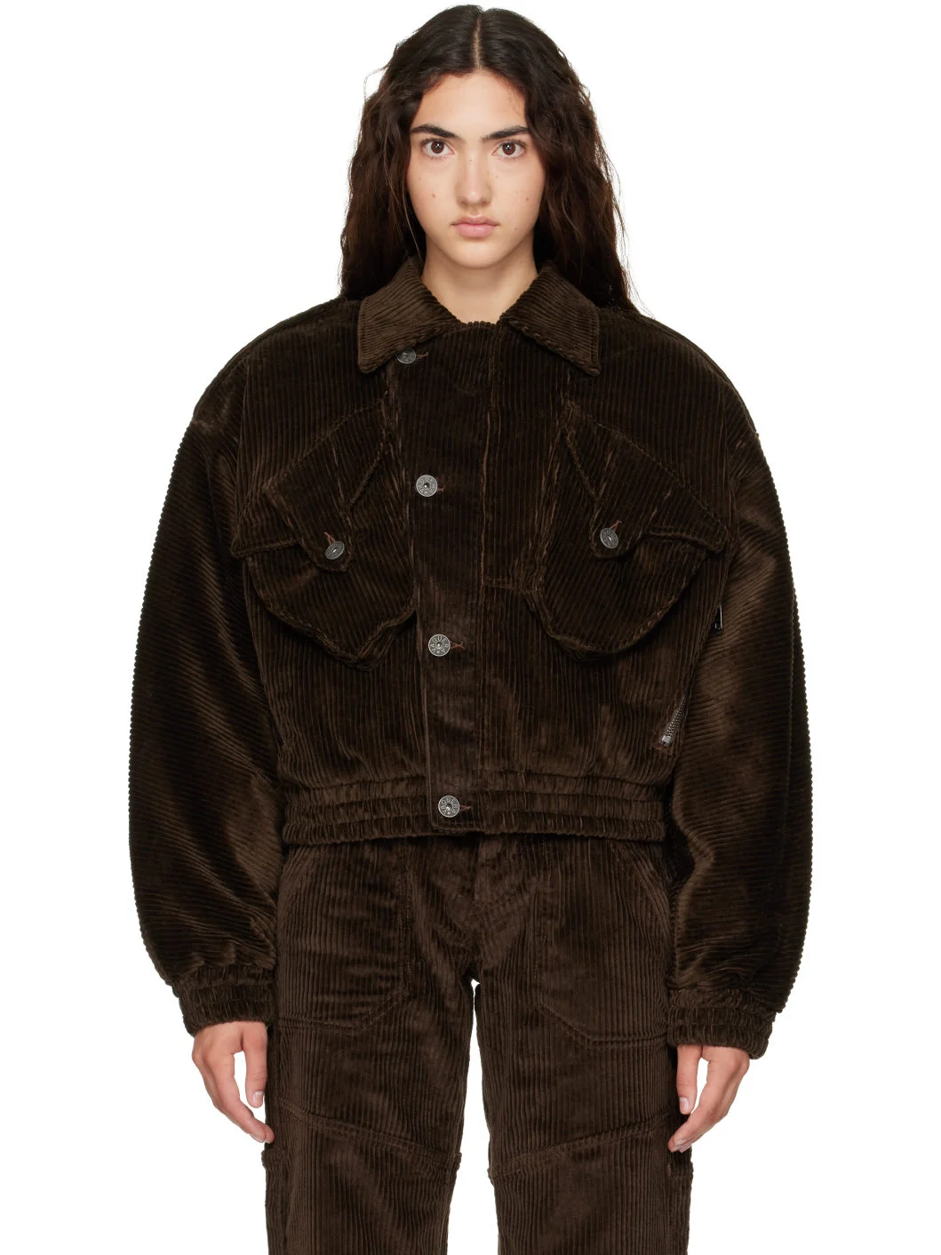 Brown Quilted Corduroy Jacket - 1