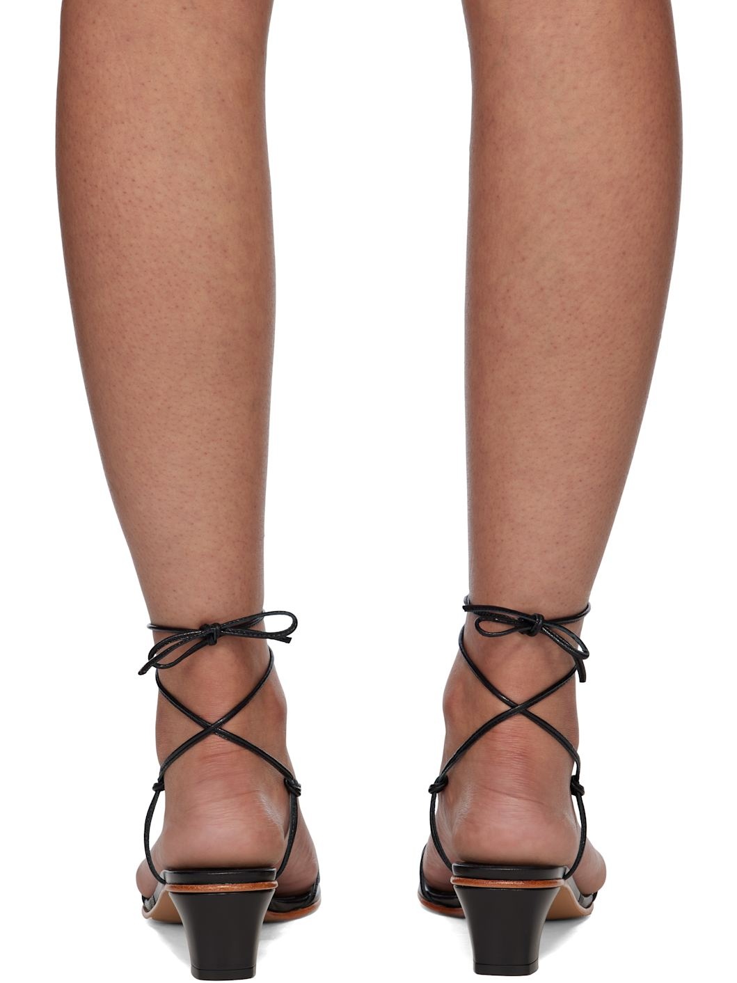 Black Spaghetti Heeled Sandals - 2