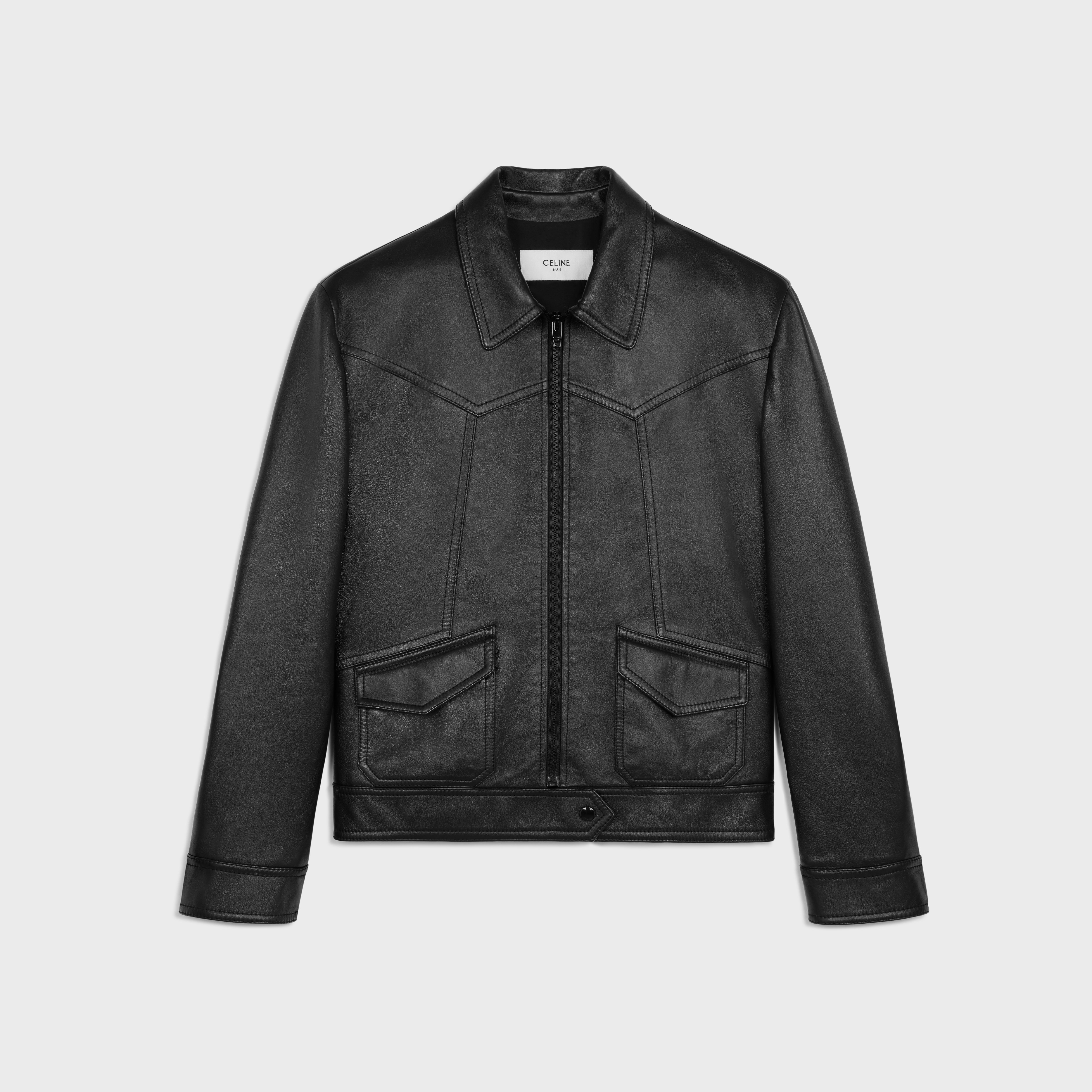 loose blouson jacket in soft lambskin - 1