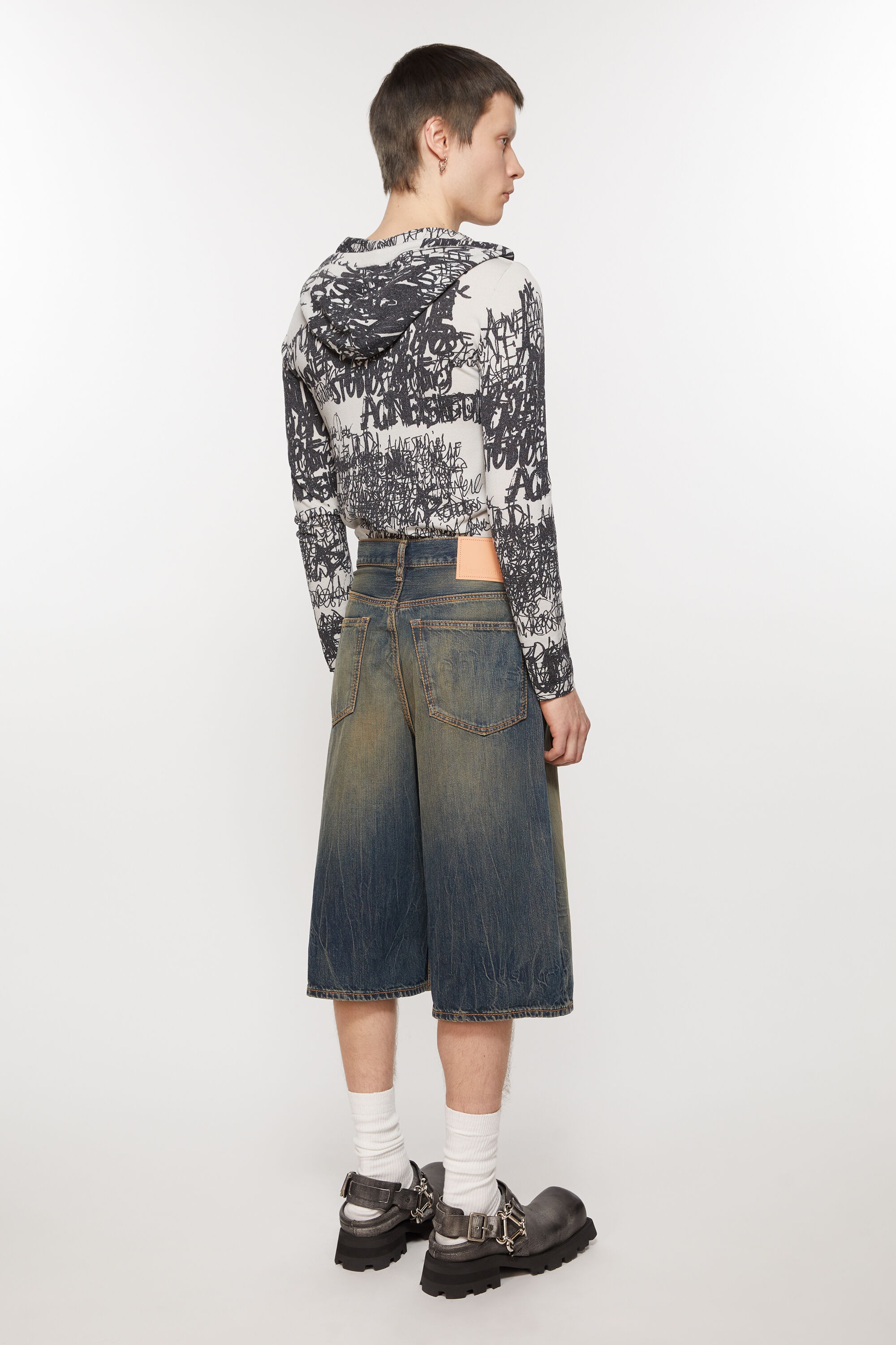 Denim shorts - loose fit - Dark Blue - 3