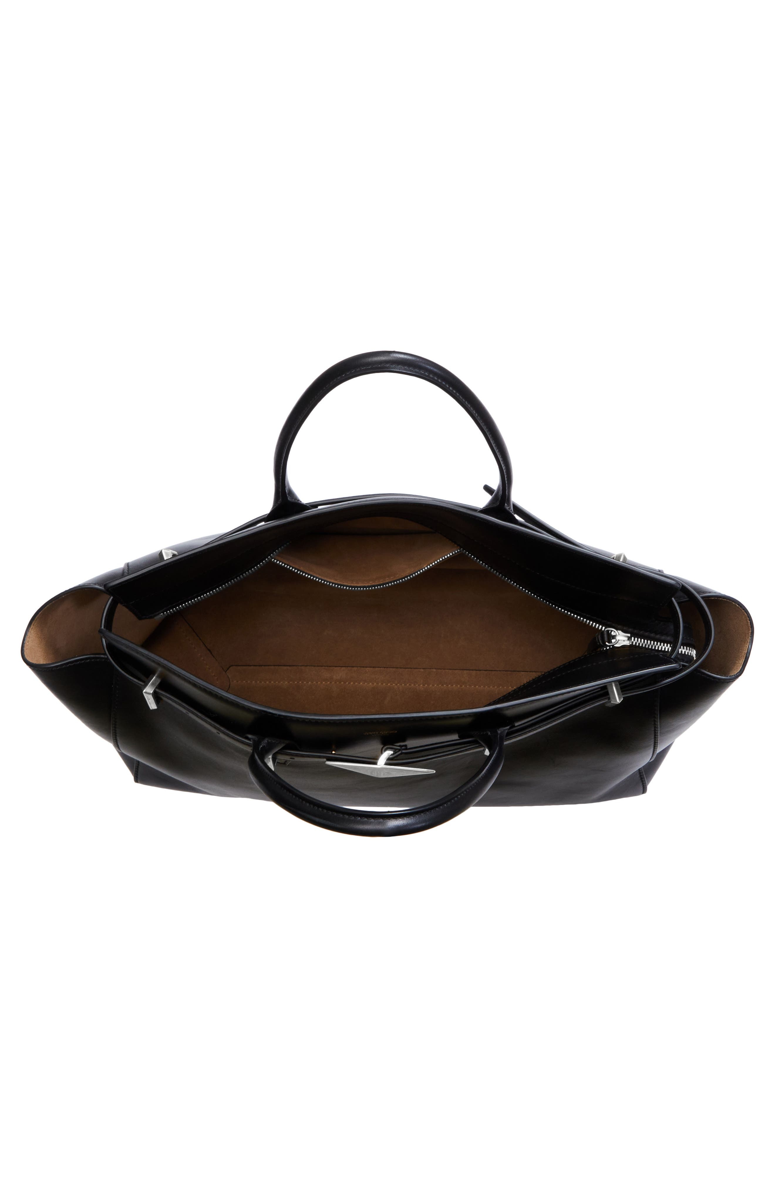 Jimmy Choo Medium Diamond Leather Belted Tote in Black/Antique Silver at Nordstrom - 5