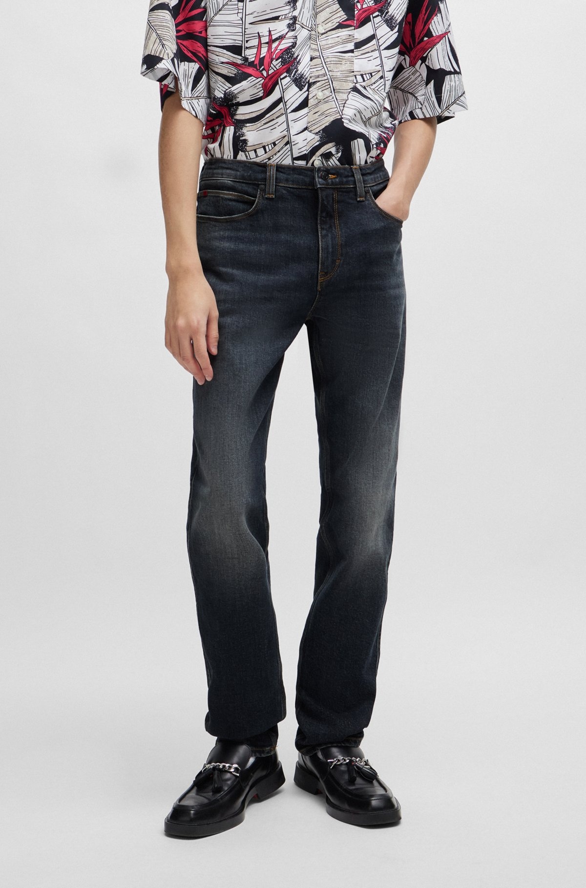 SLIM-FIT JEANS IN GRAY STRETCH DENIM - 2