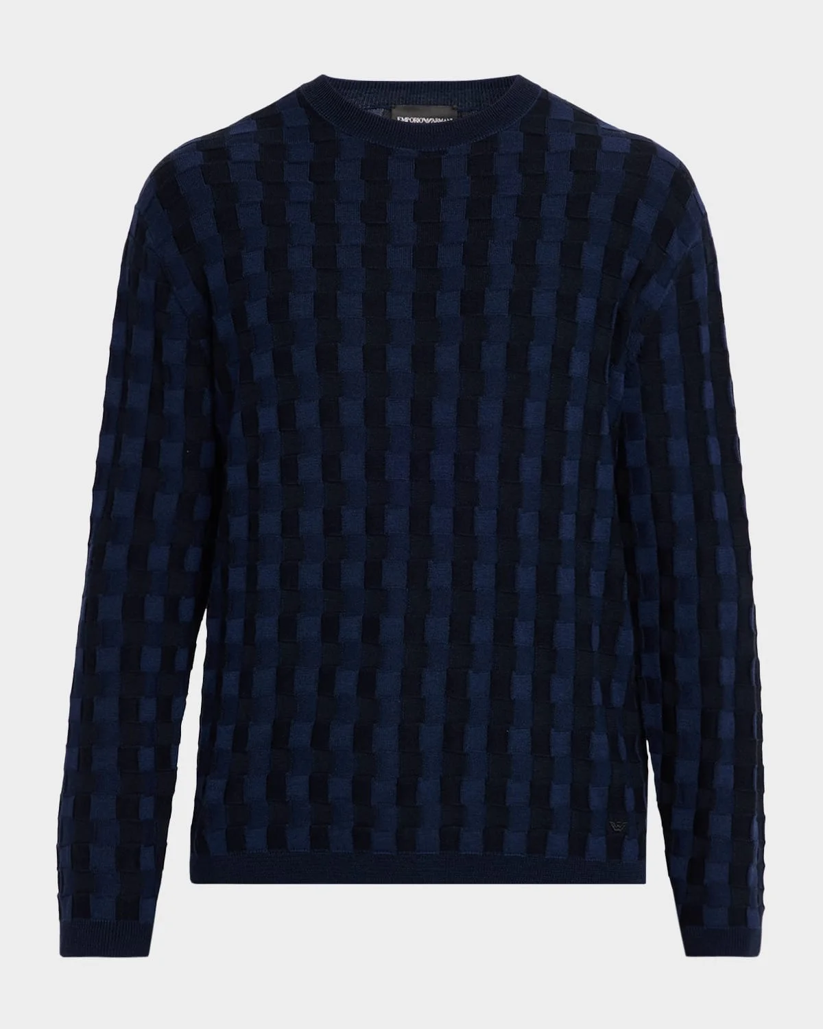 Men's Embossed Jacquard Wool Crewneck Sweater - 1