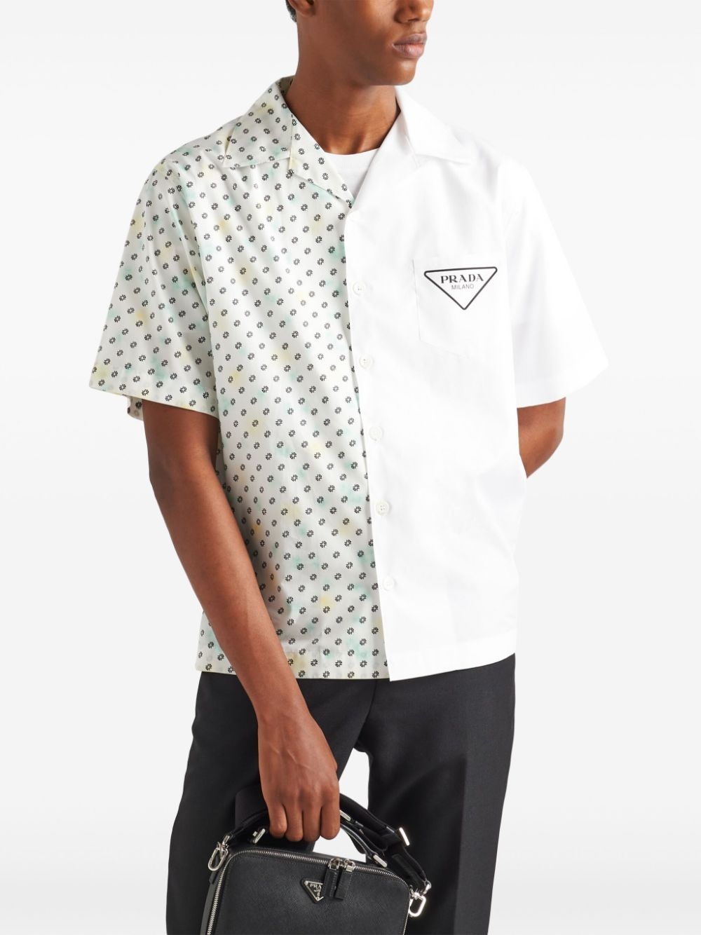 colour-block cotton shirt - 4