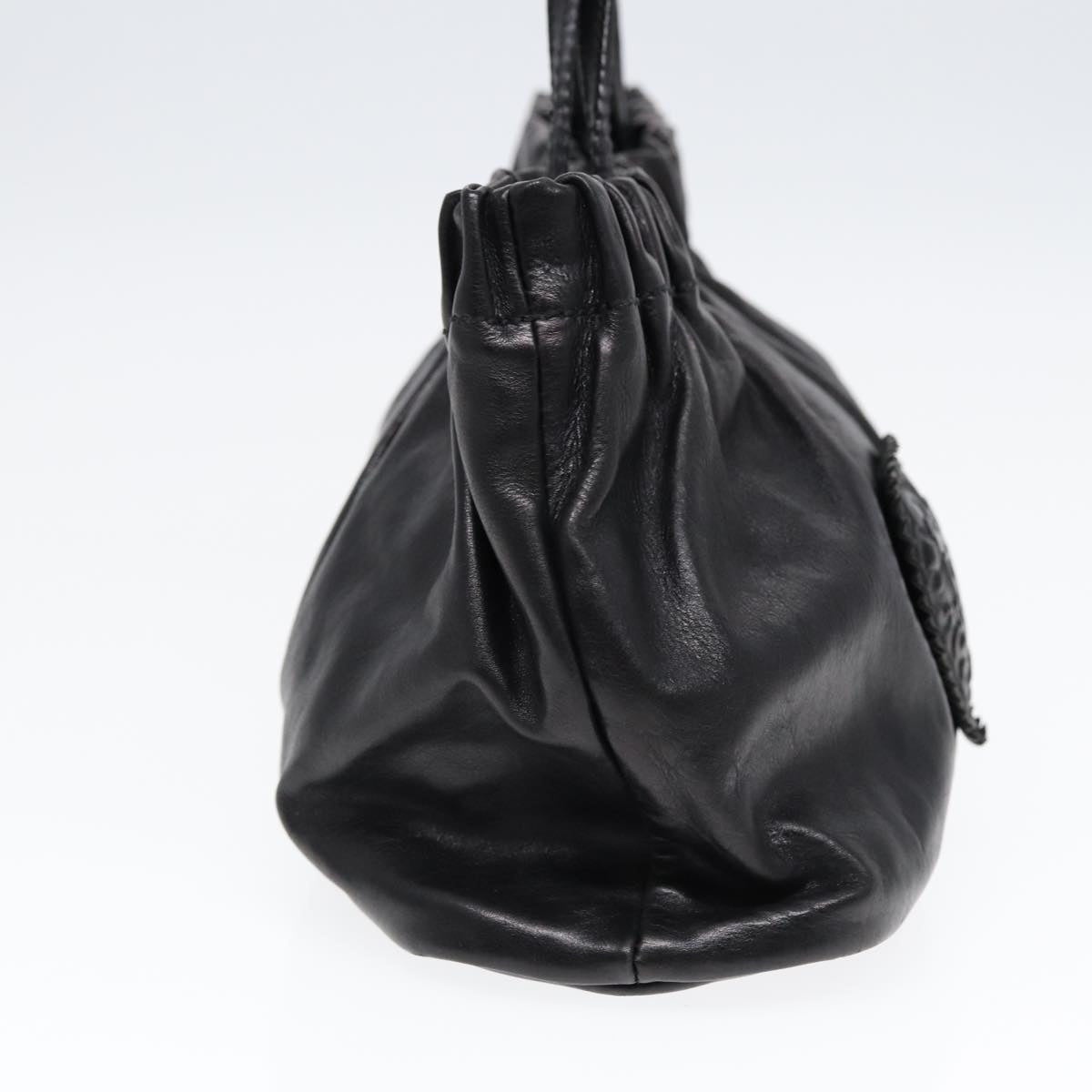 GUCCI Hand Bag Leather Black Gold - 4