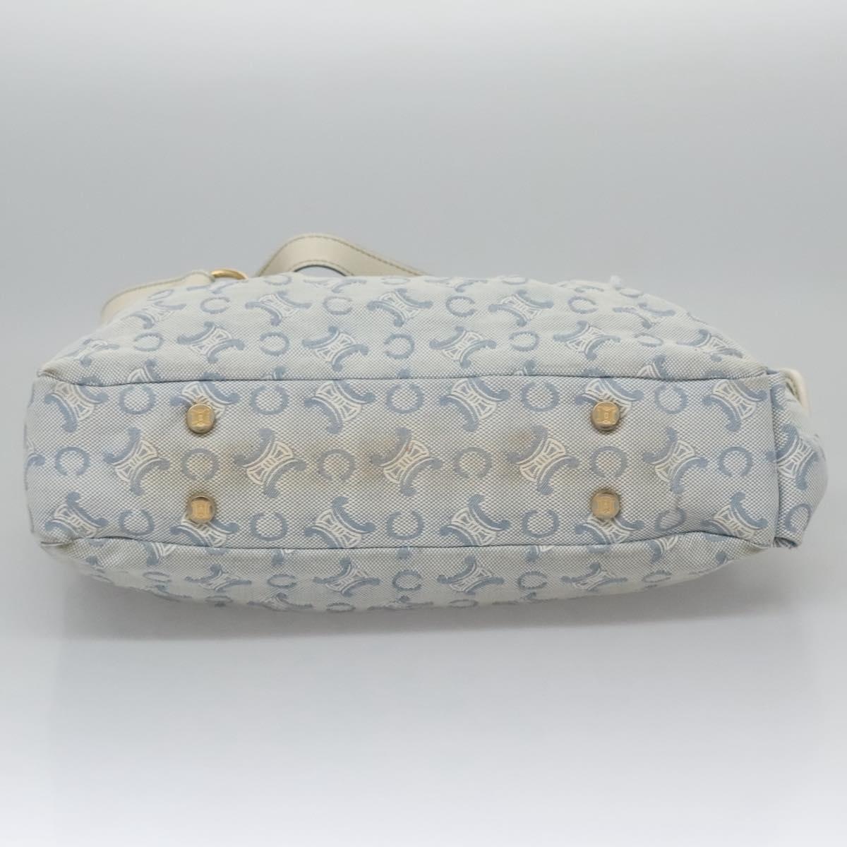 CELINE C Macadam Canvas Tote Bag Light Blue White Gold - 10