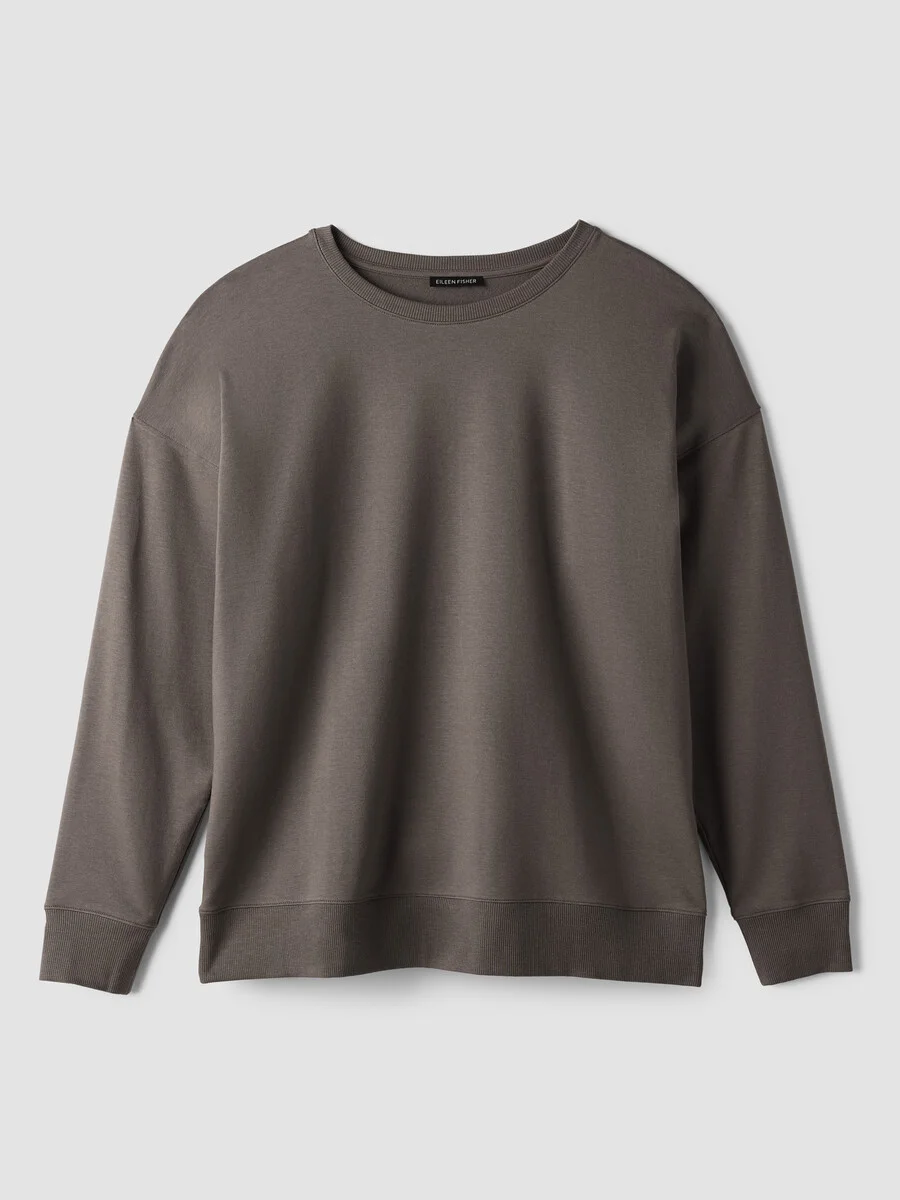 Cozy Brushed Terry Hug Crew Neck Long Top - 1