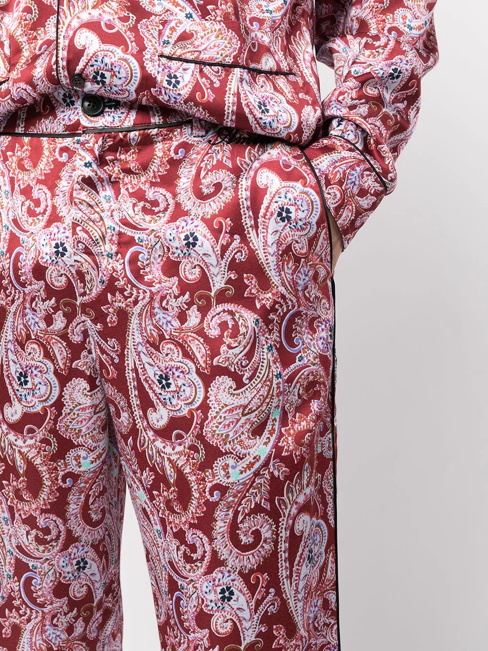 paisley-print contrast-trim straight-leg pyjama trousers - 5