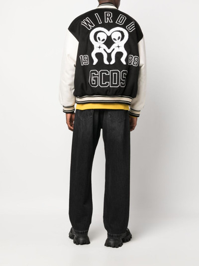 GCDS two-tone logo-patch bomber jacket outlook