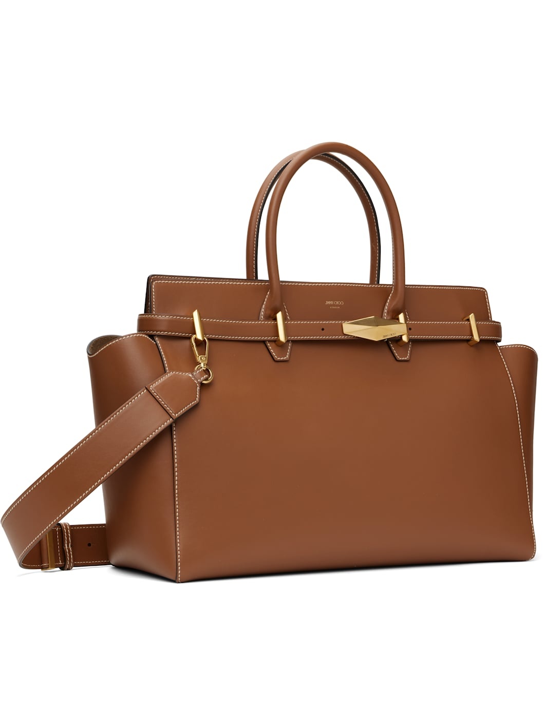 Brown Diamond Belted M Top Handle Bag - 2