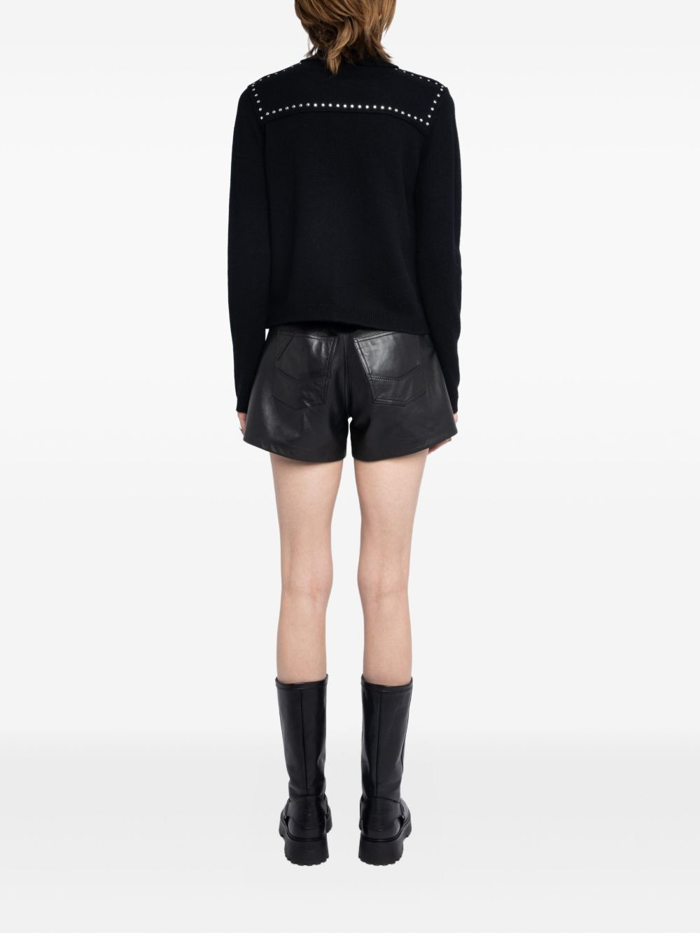 stud-embellished crew-neck cardigan - 3
