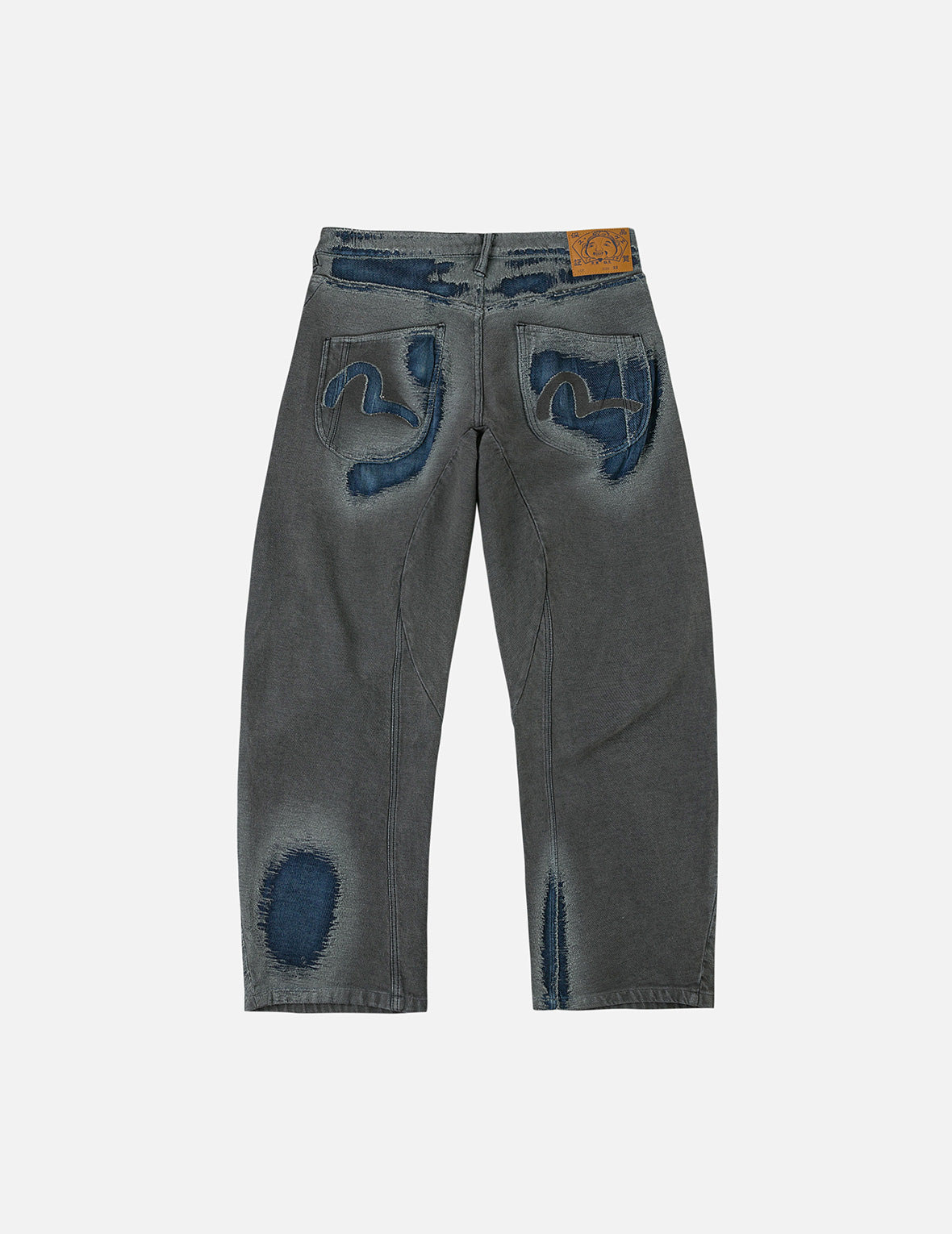 Washed Distressed Seagull Print 3D Cut Jeans - 4