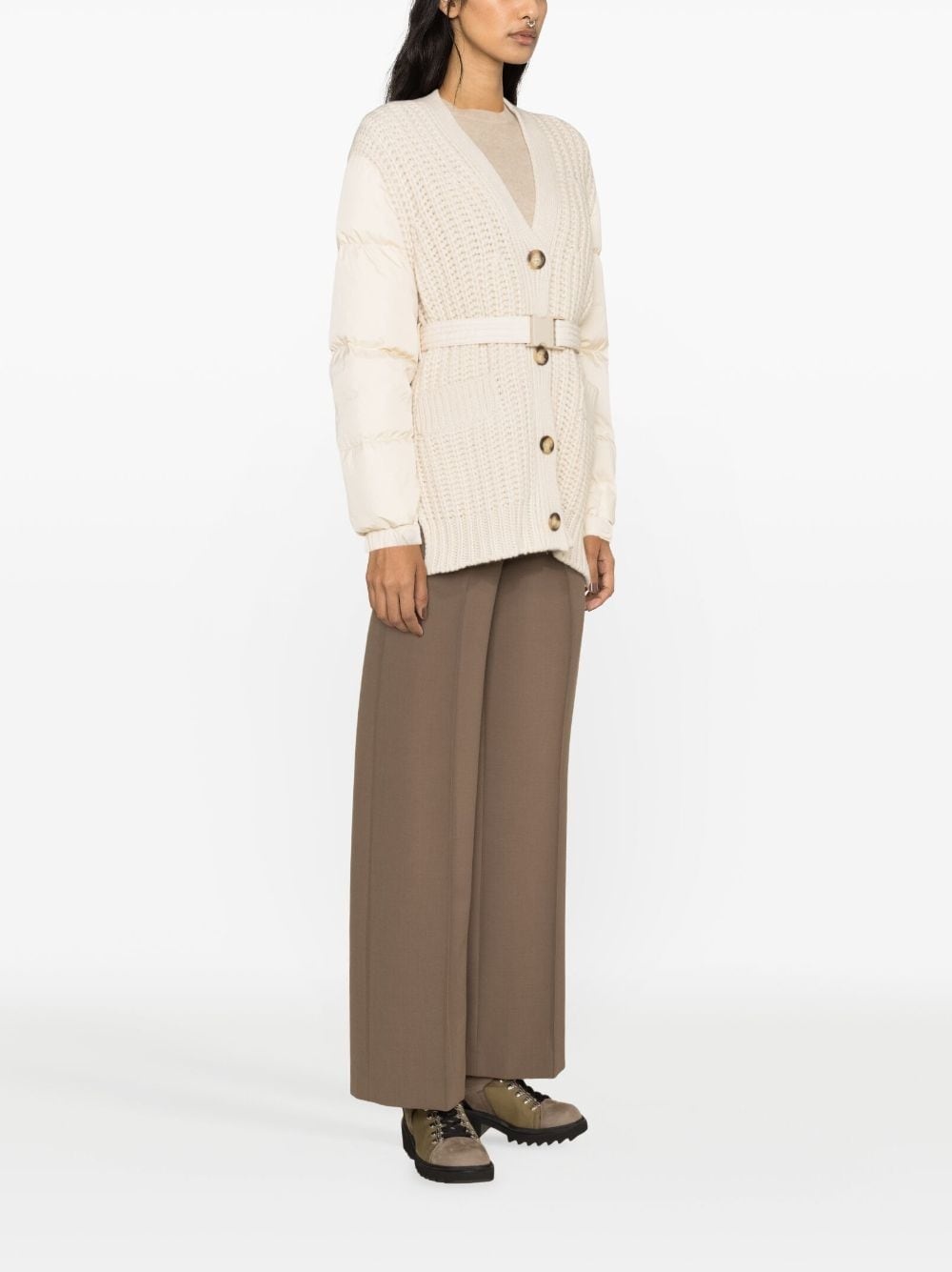 panelled padded cashmere-wool cardigan - 4