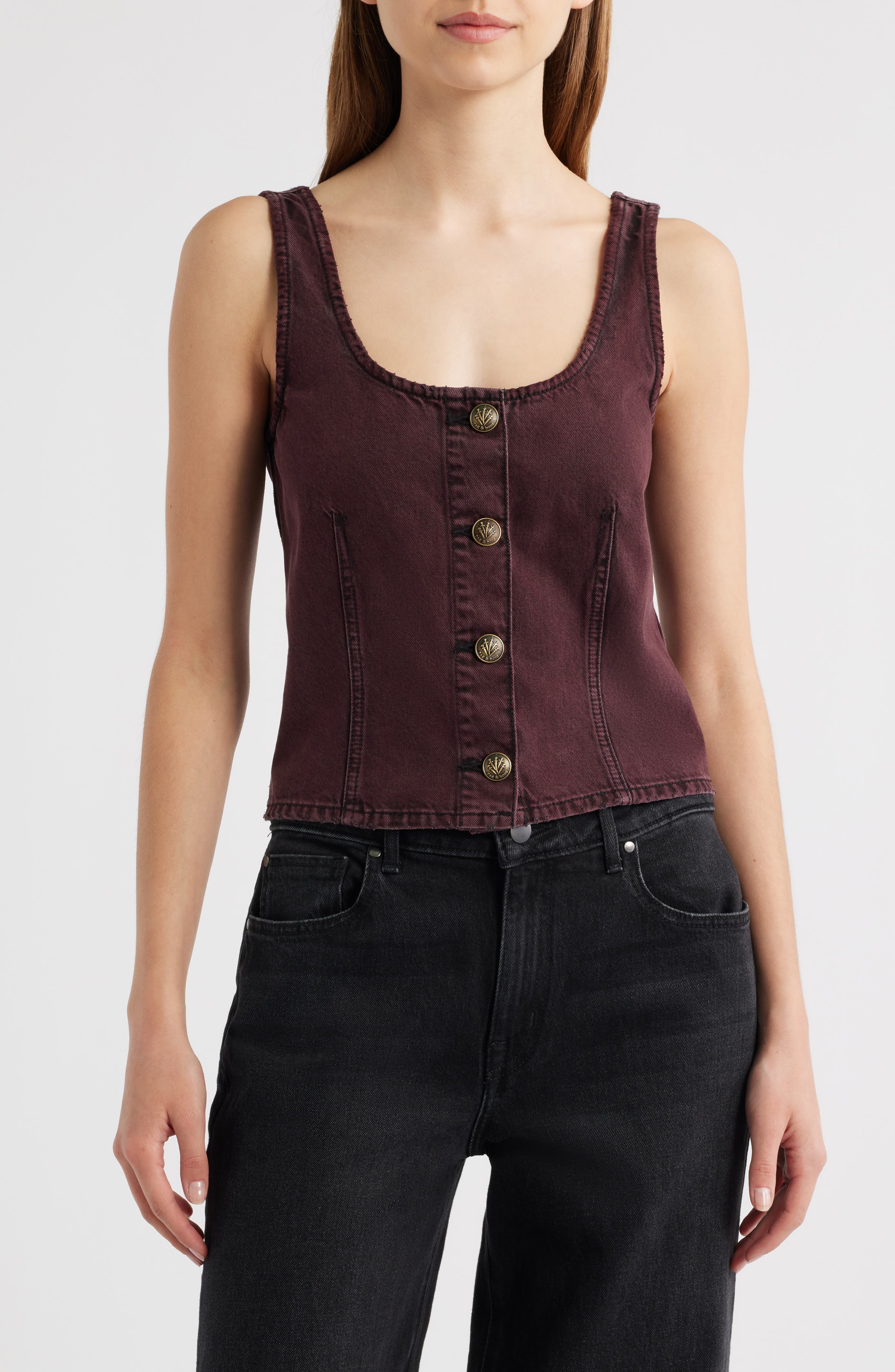 rag & bone Poppy Denim Vest in Burnt Berry at Nordstrom - 1