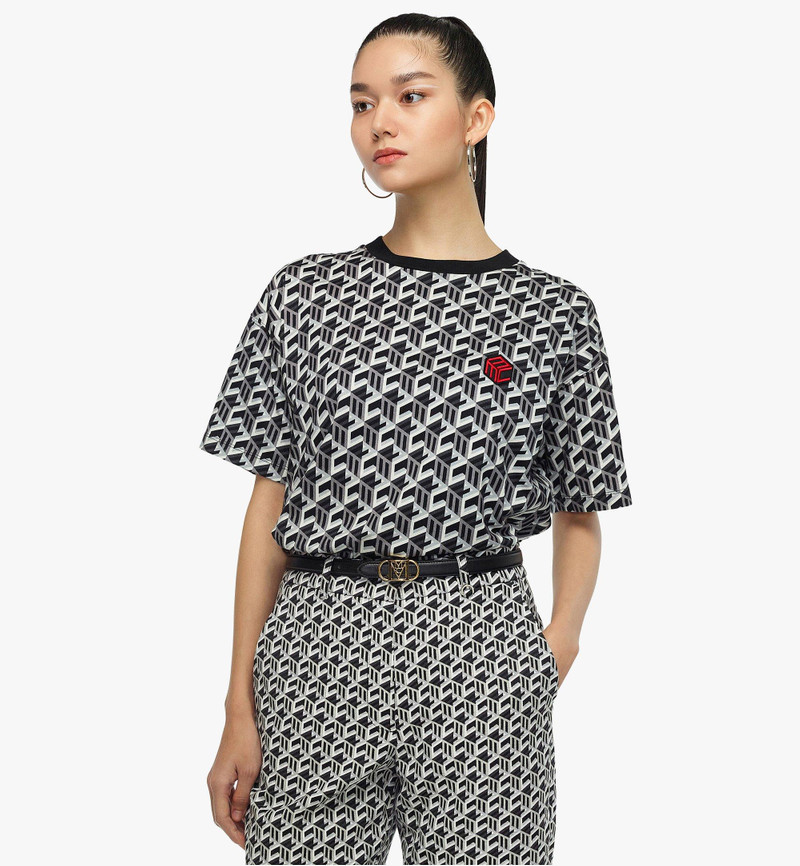 MCM Mode Travia Sliding Buckle Reversible Belt in Embossed Leather outlook