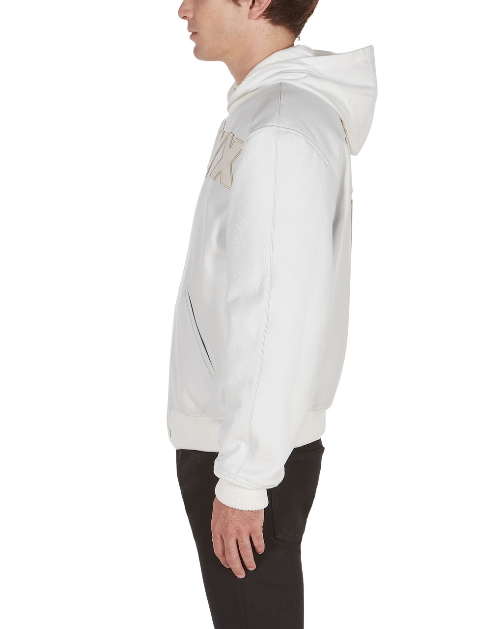 LEATHER LOGO VARSITY JACKET - 4