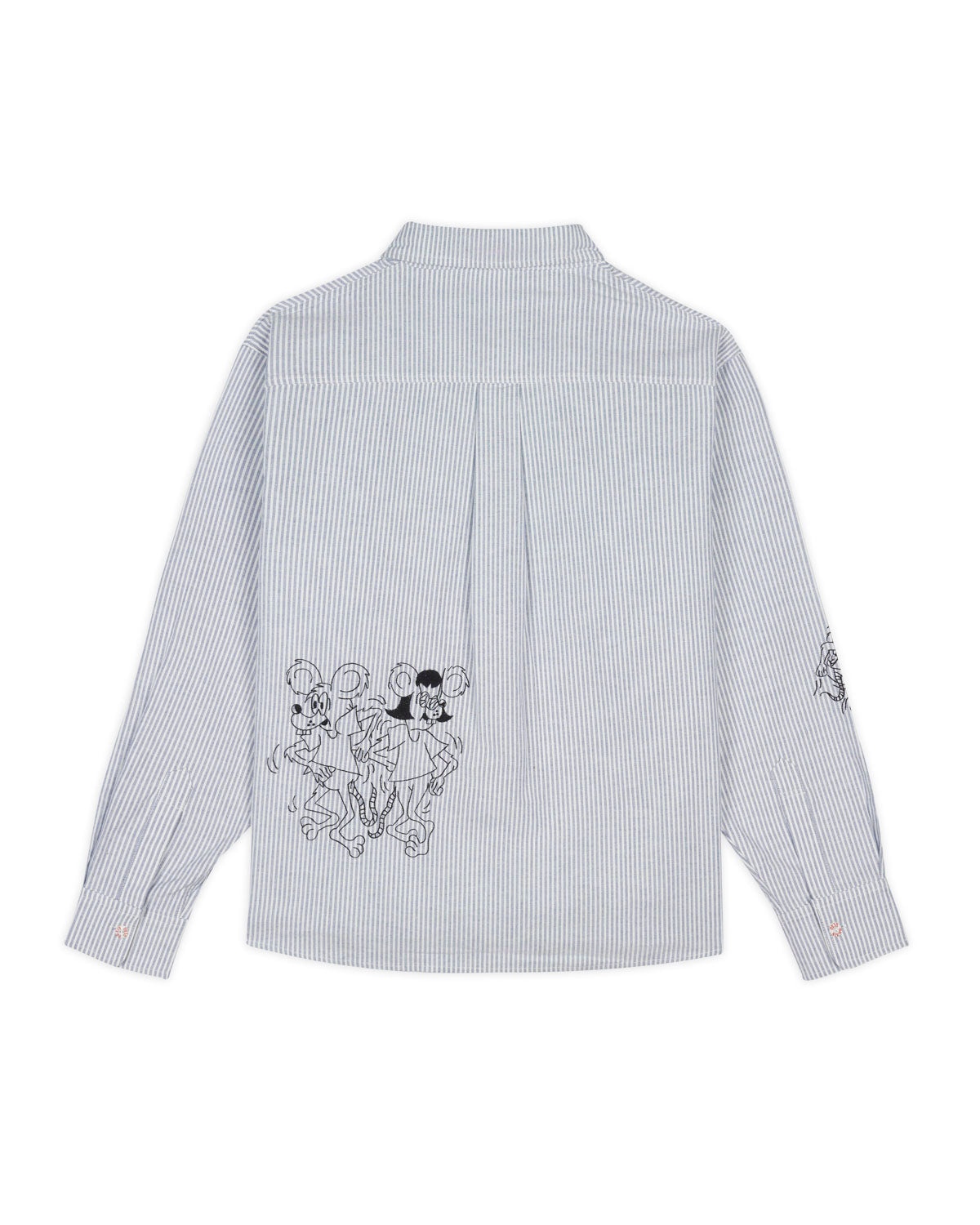 Striped Embroidered Mouse Button Up Shirt - Blue - 2