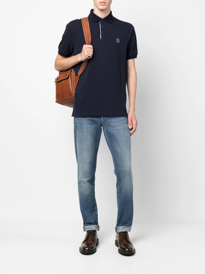 Brunello Cucinelli embroidered-logo polo shirt outlook