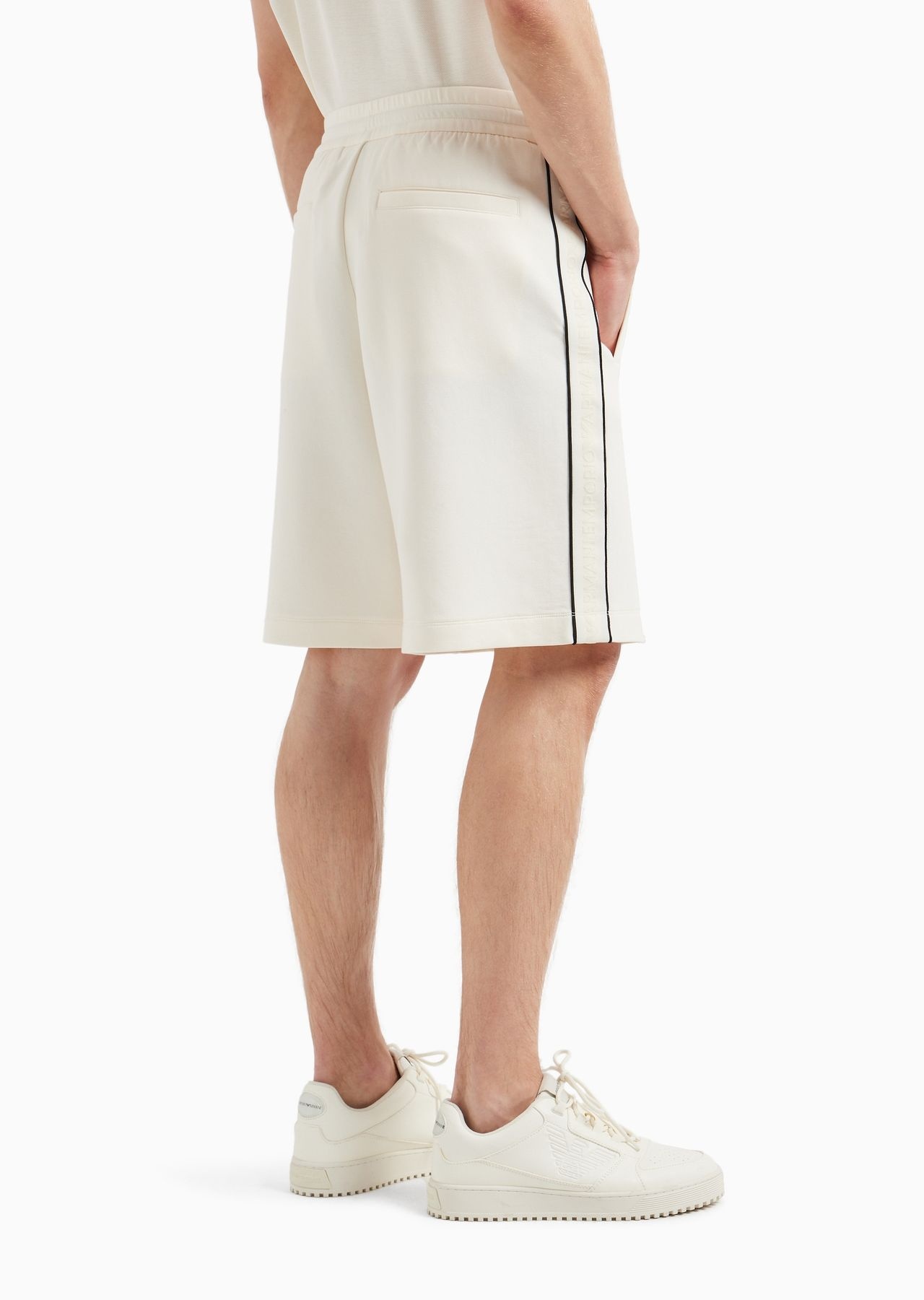 Double-jersey drawstring Bermuda shorts with logo tape - 3