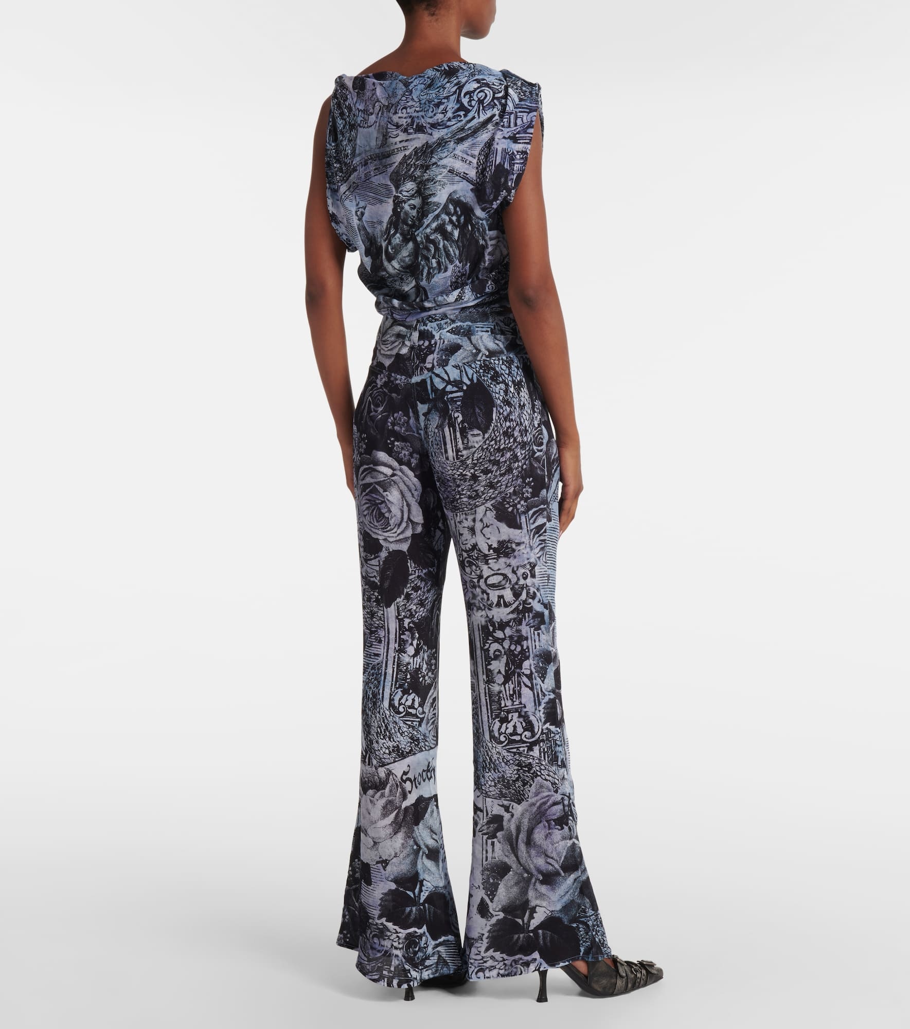 Printed high-rise flared pants - 3