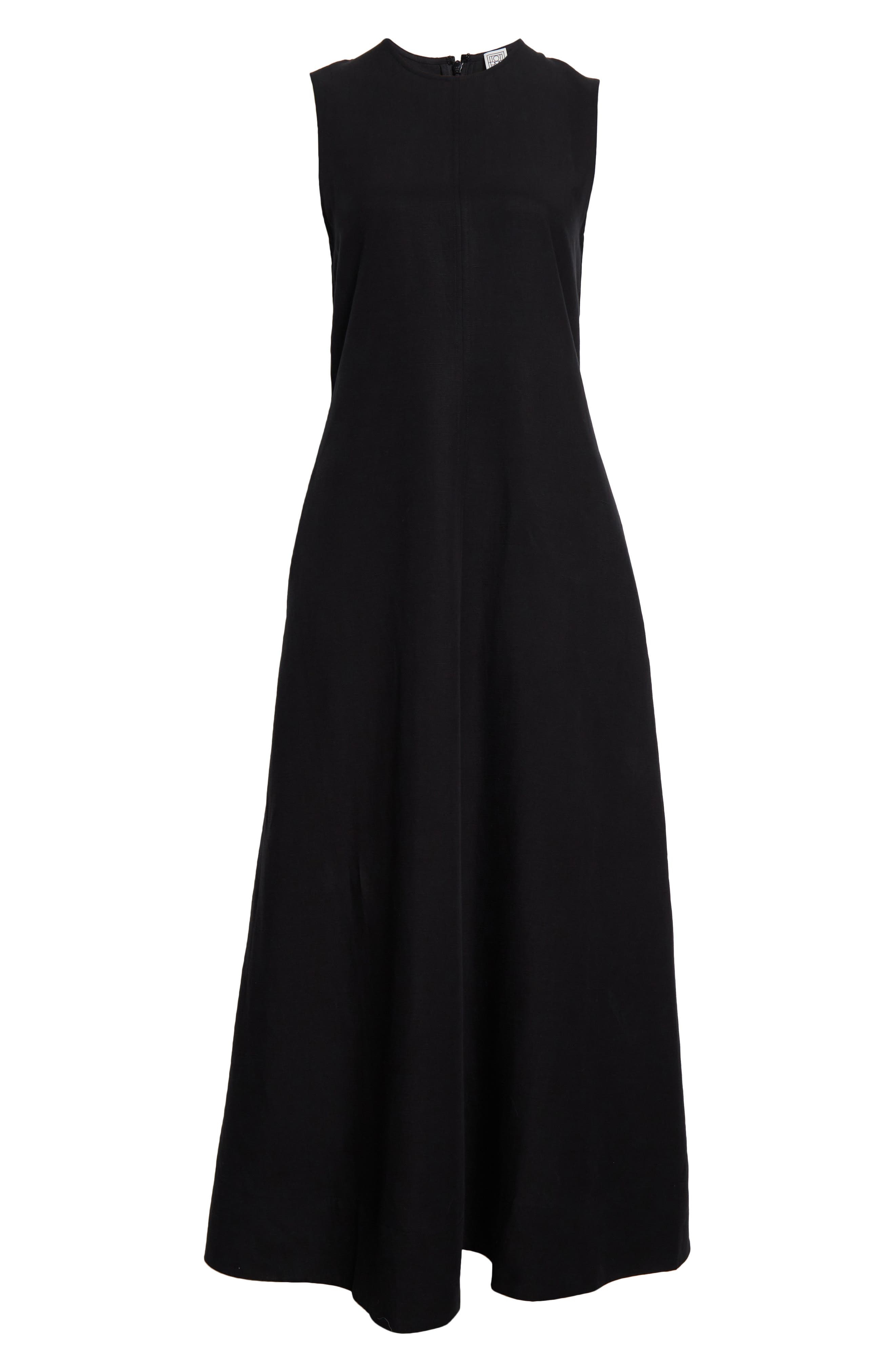 TOTEME Knife Pleated Cap Sleeve Jersey Maxi Dress in Black at Nordstrom - 5