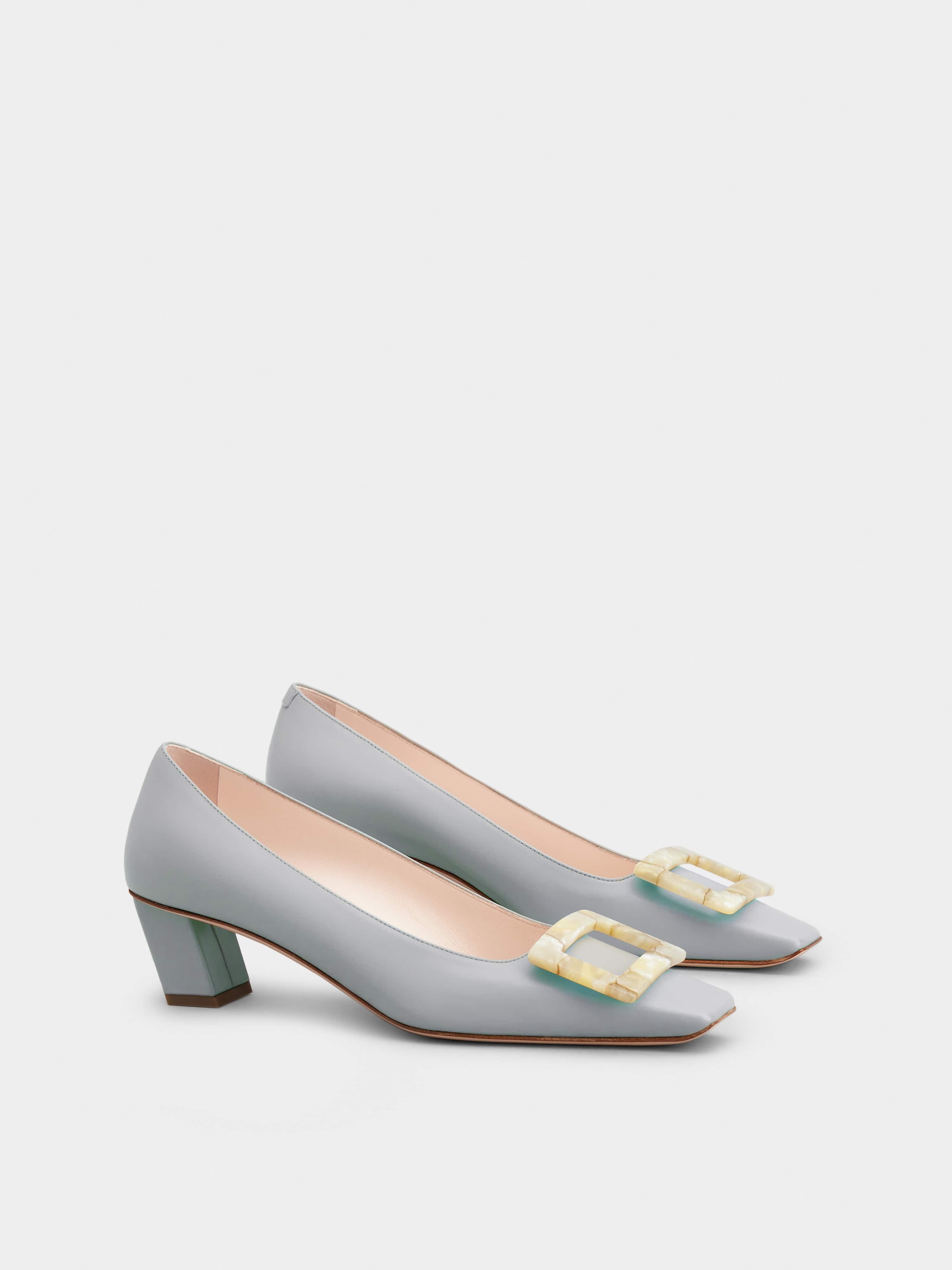 Belle Vivier Motherpearl Buckle Pumps in Leather - 2