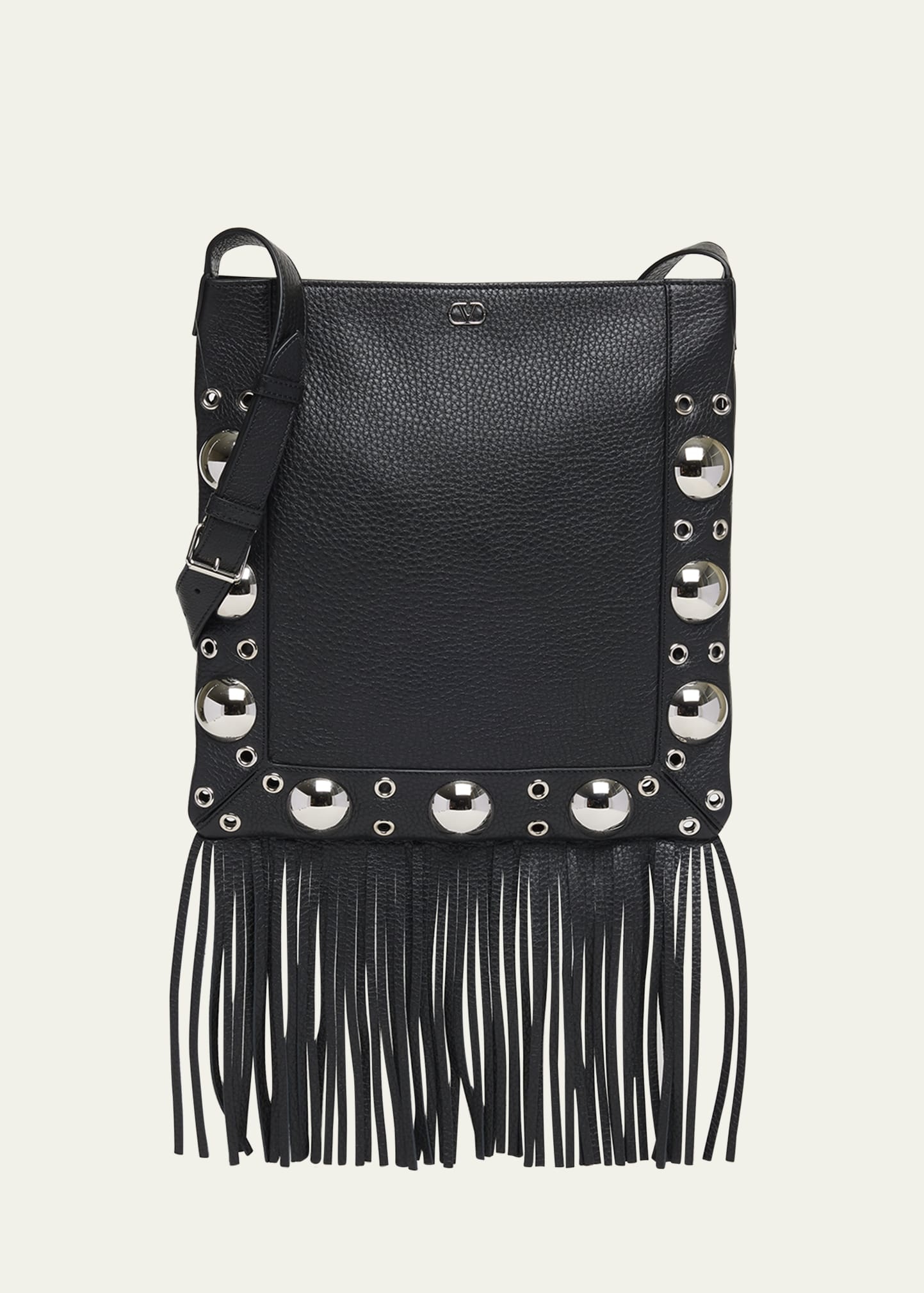 Nellcote Fringe Studded Leather Crossbody Bag - 1