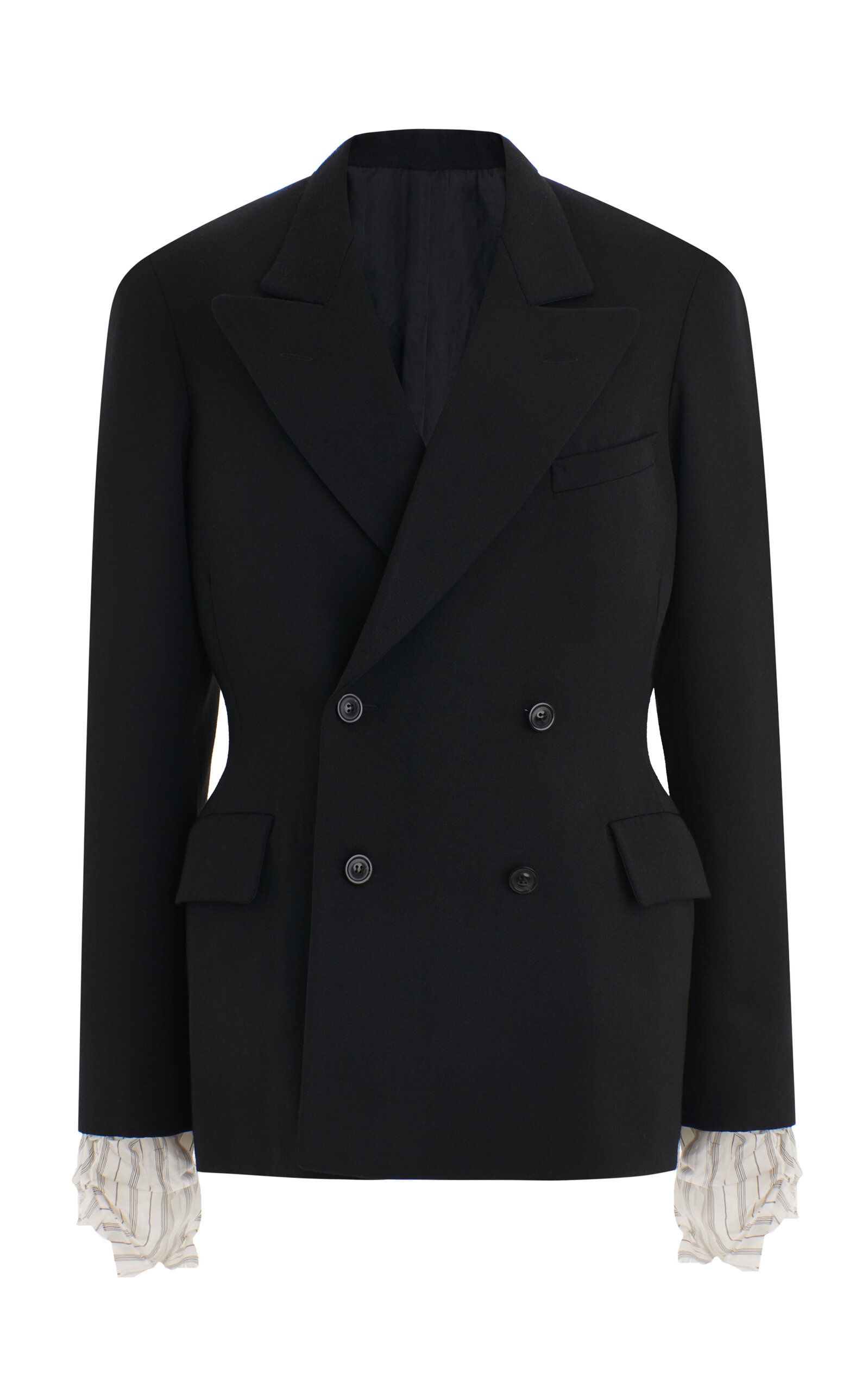 Double-Breasted Wool Blazer black - 1