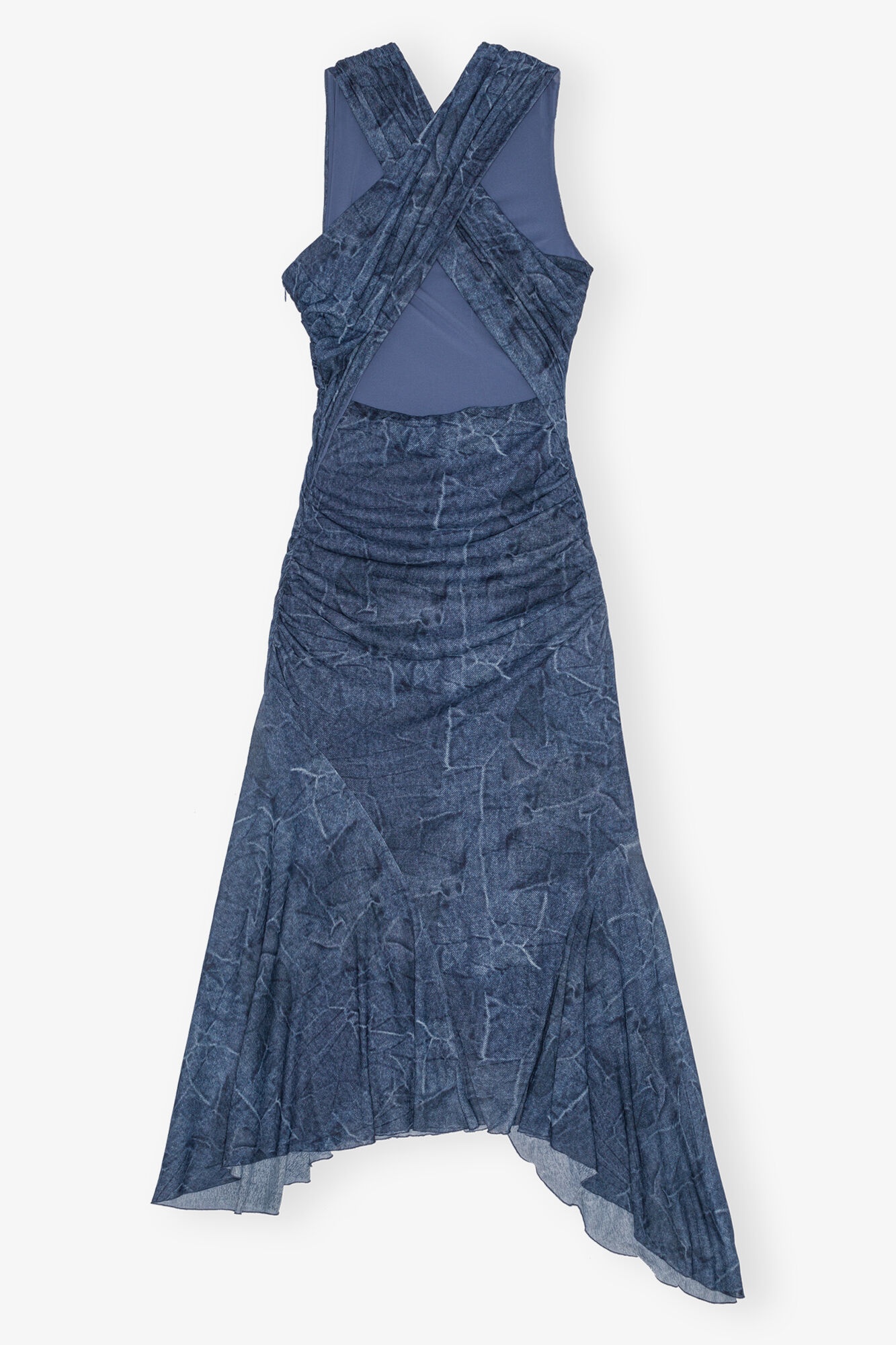 BLUE MESH RUCHED DRESS - 6