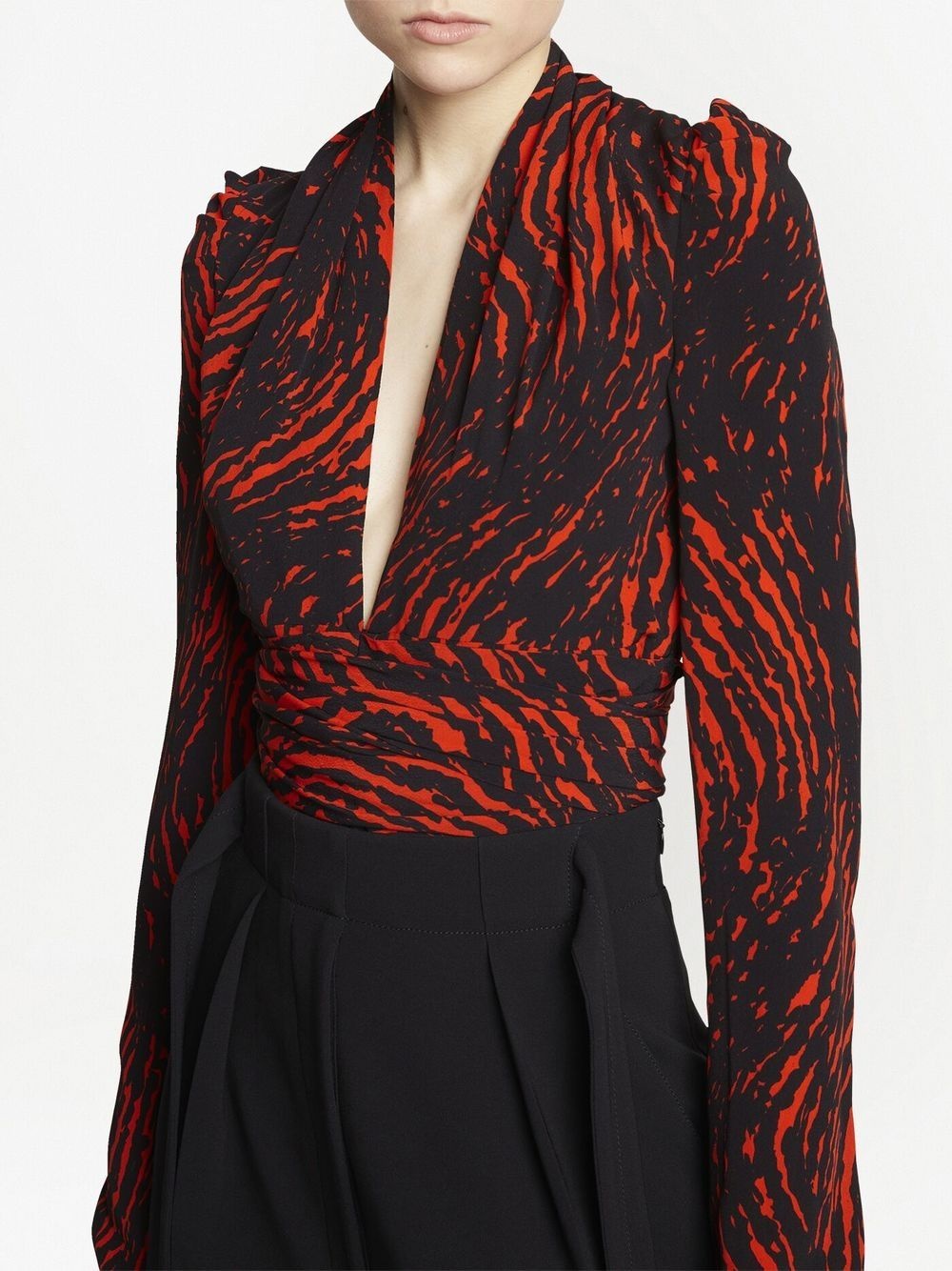 abstract-print V-neck top - 5