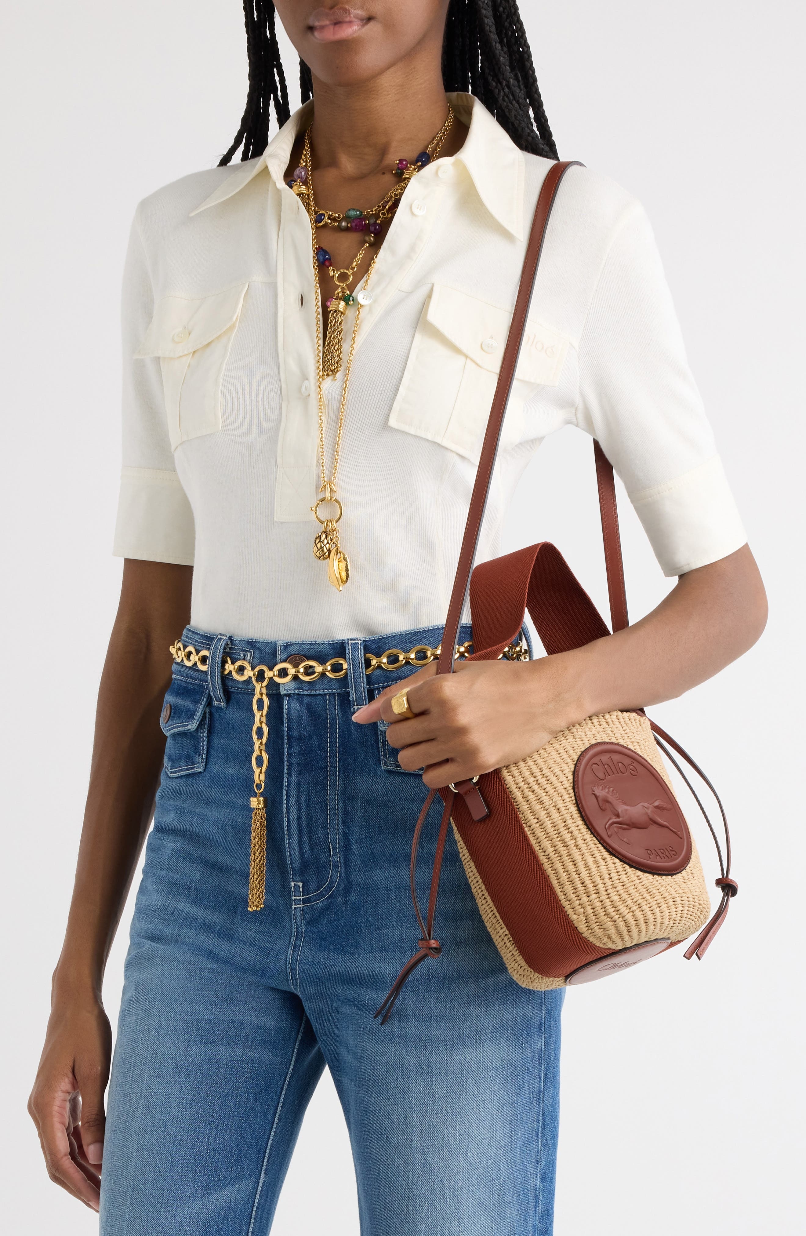 Chloé Small Horse Medal Basket Bag in 27S Sepia Brown at Nordstrom - 3