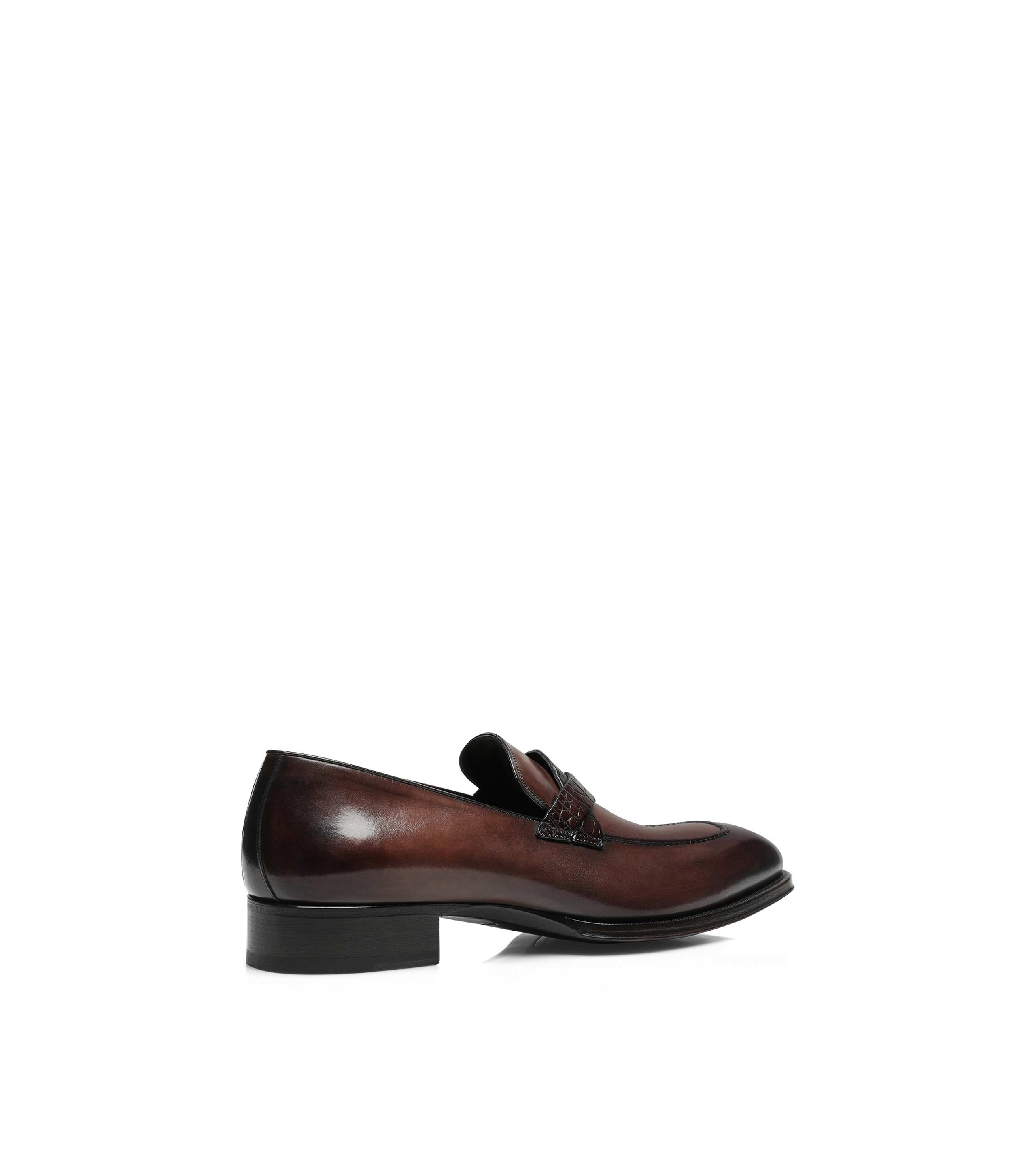 BURNISHED LEATHER AND ALLIGATOR ELKAN TWISTED BAND LOAFER - 3