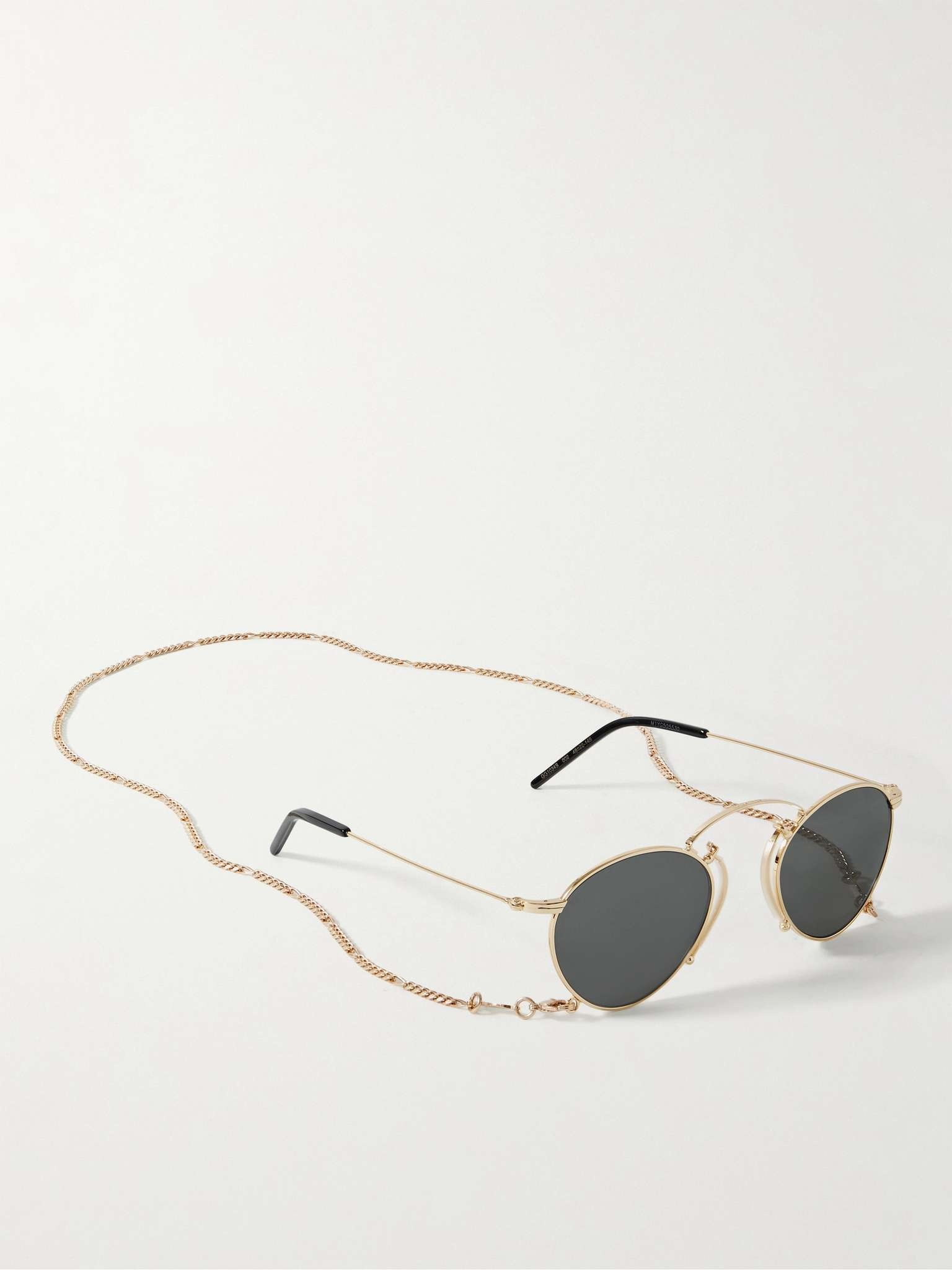Round-Frame Gold-Tone Sunglasses with Chain - 4
