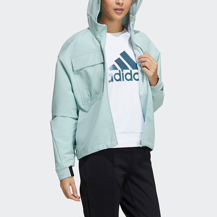 (WMNS) adidas Style Shell Jkt Casual Sports Hooded Jacket Light Blue GR3737 - 5