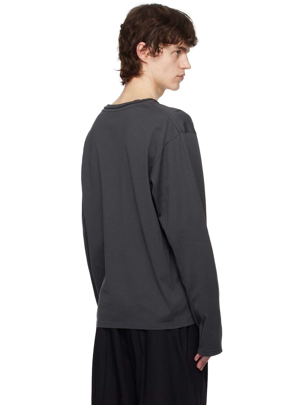 Gray LS V-neck T-shirt - 3