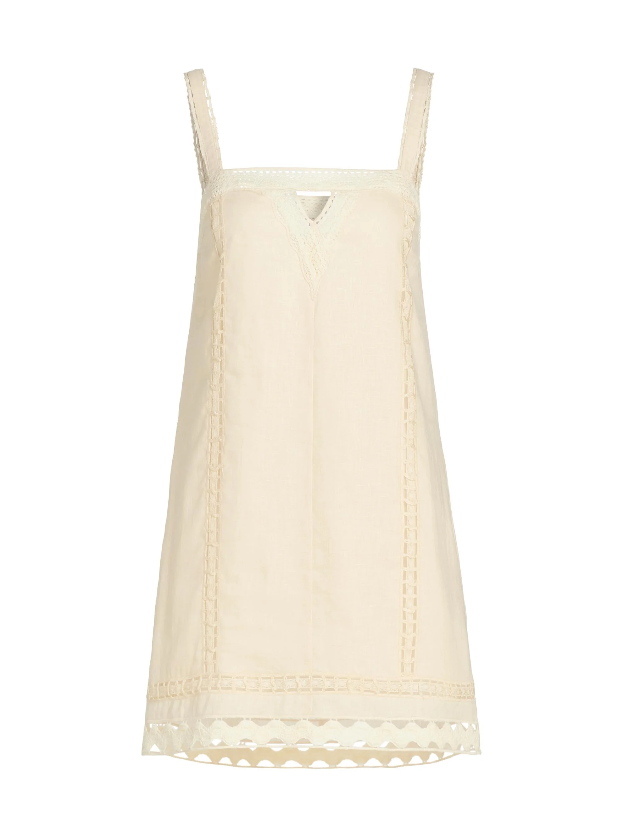 Women's Jasmine Linen Lace Minidress - Sand - 1