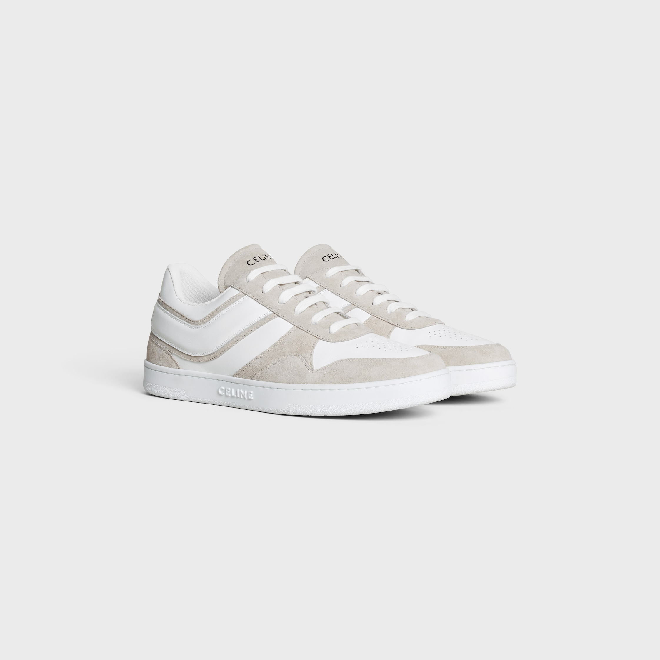 CELINE TRAINER LOW LACE-UP SNEAKER in SUEDE CALFSKIN AND CALFSKIN - 2