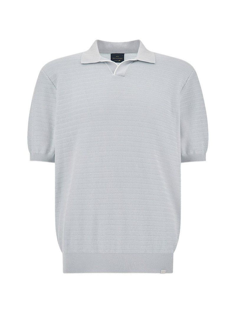 open-collar cotton T-shirt 1