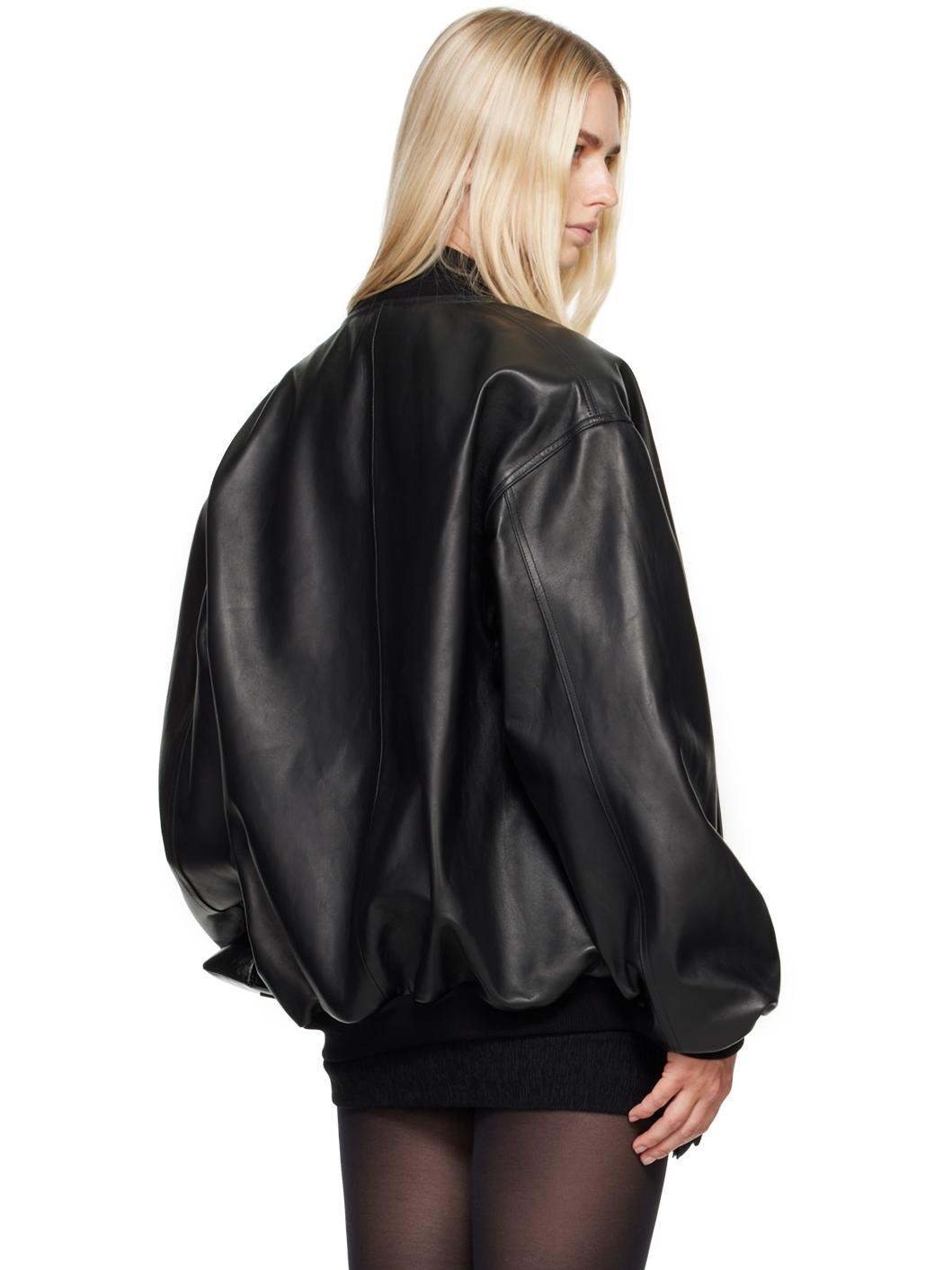 Black Oversized Leather Jacket - 3