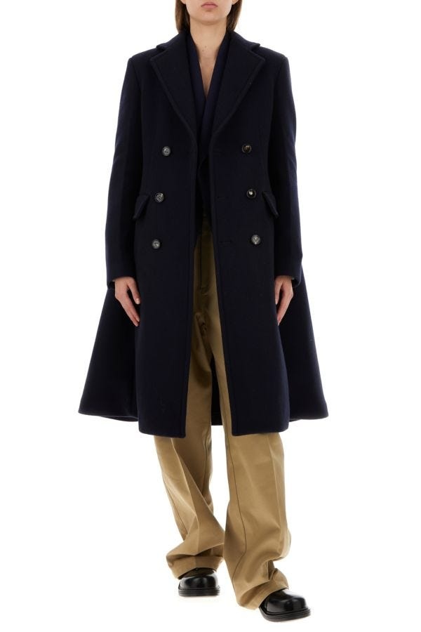 Midnight blue wool blend cape coat - 2