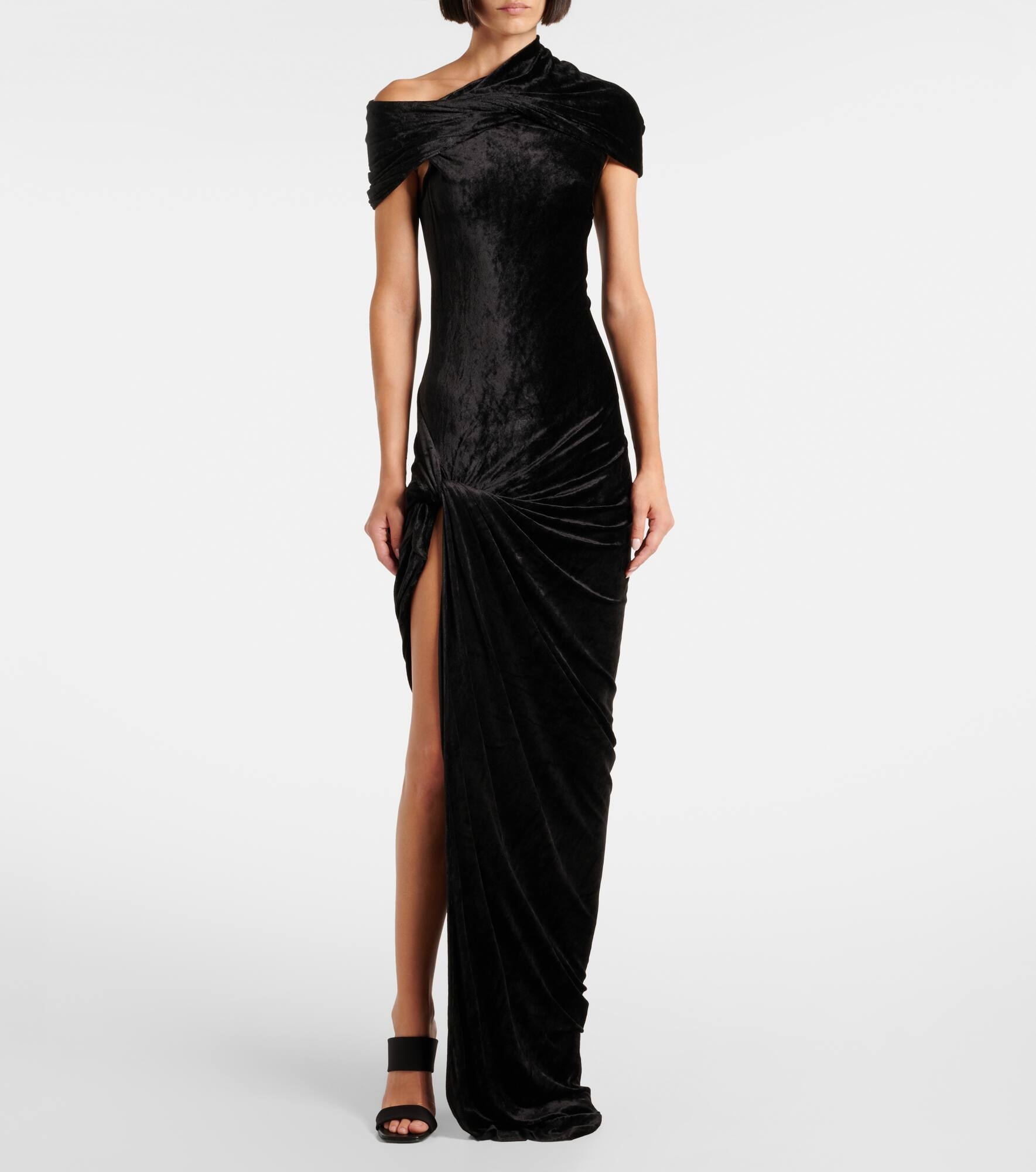 Lola asymmetric velvet gown - 2