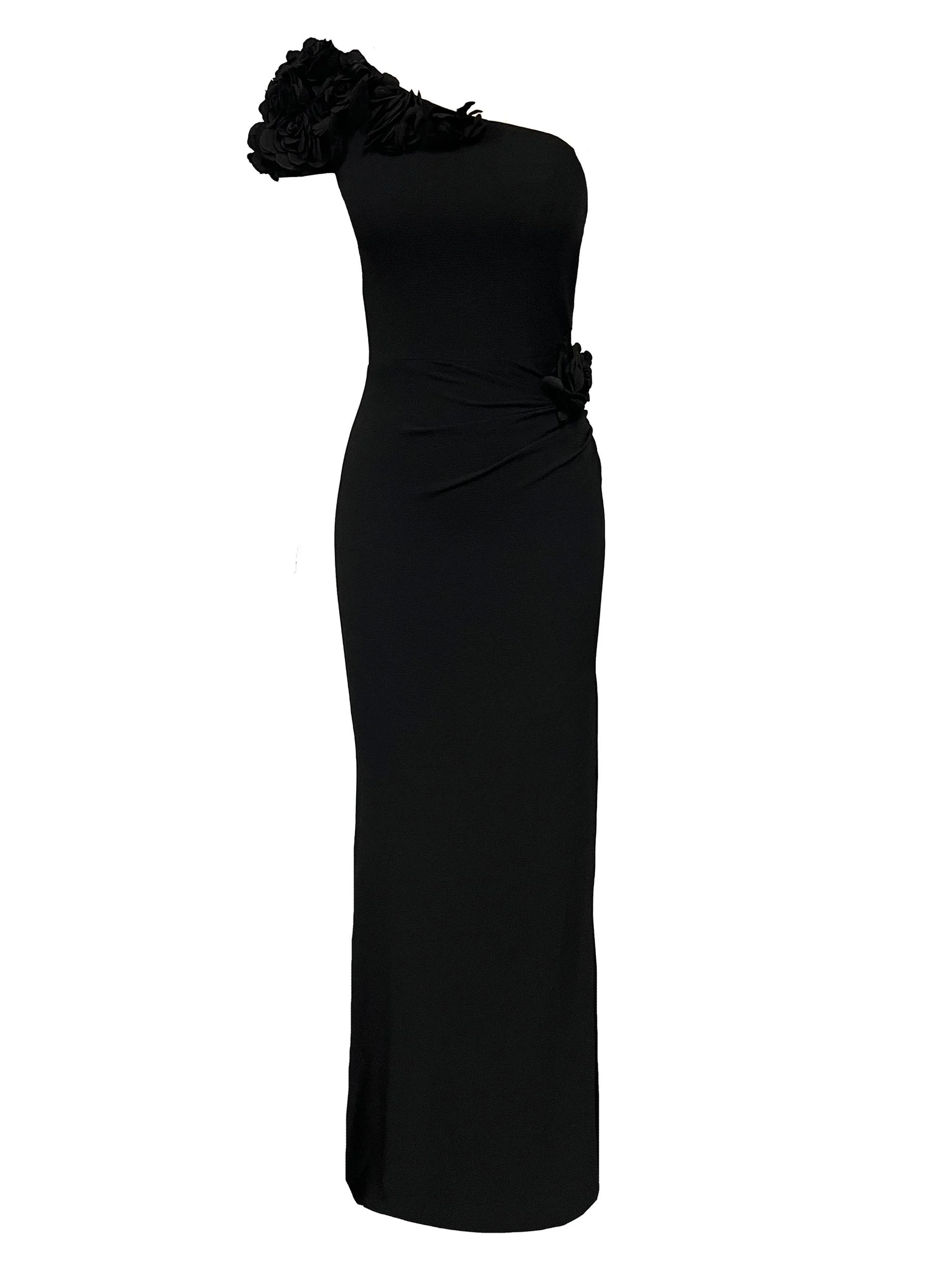 Women's Aubrielle Asymmetric Gown - Black - 1