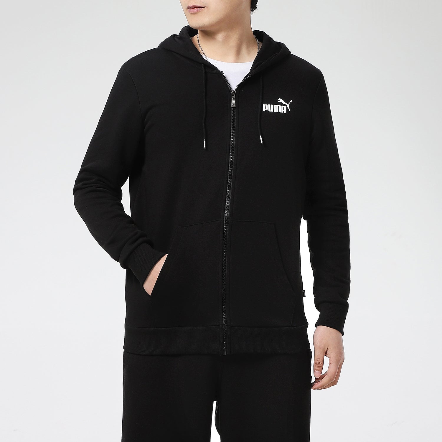 Puma Big Logo Full Zip Up Jacket 'Black White' 588657-01 - 3