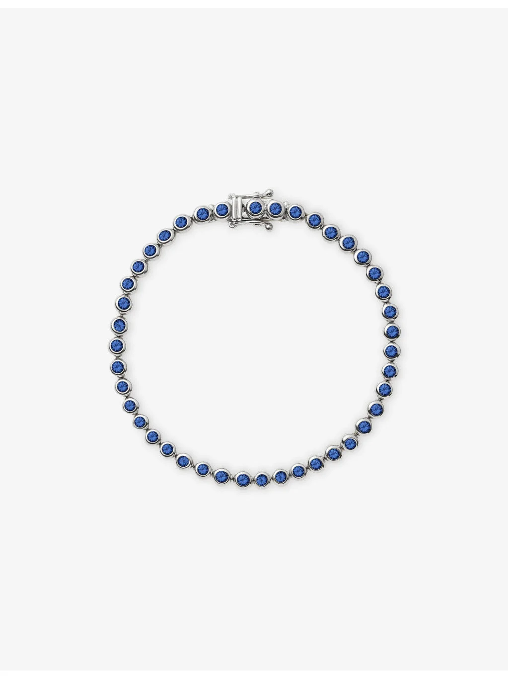 Tennis Round Silver-Plated Brass and Blue Sapphire Bracelet - 1