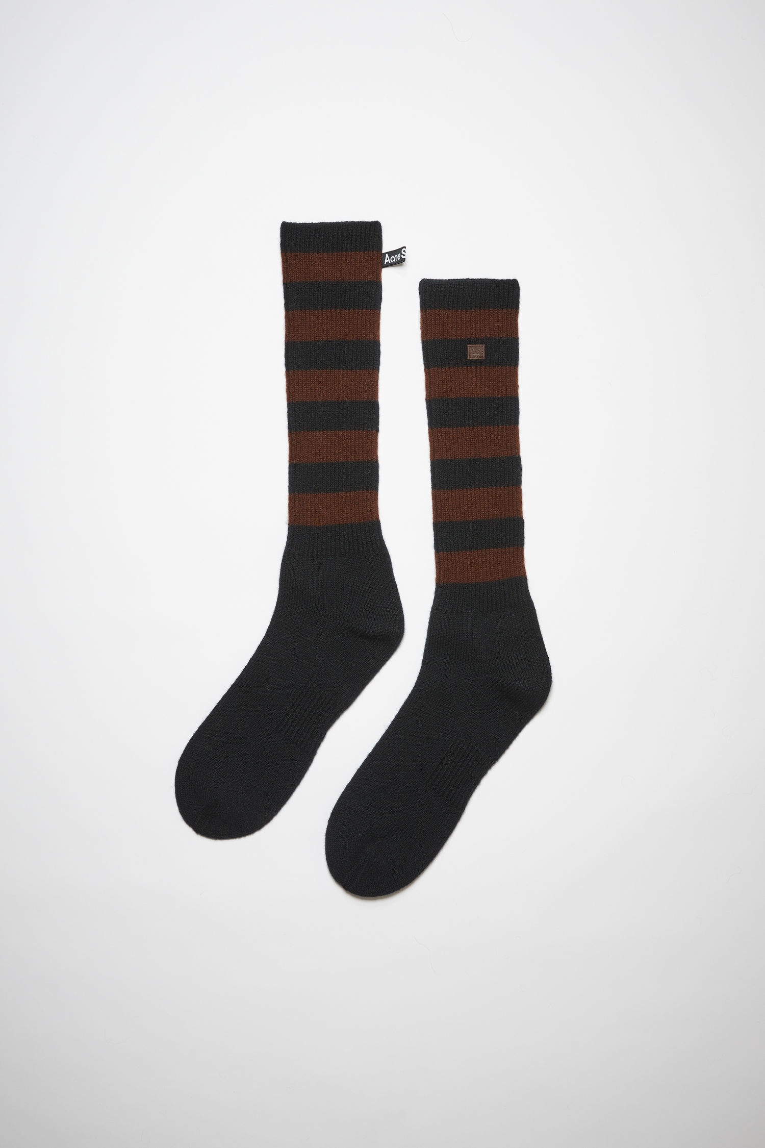 Striped wool socks - Black/brown - 1