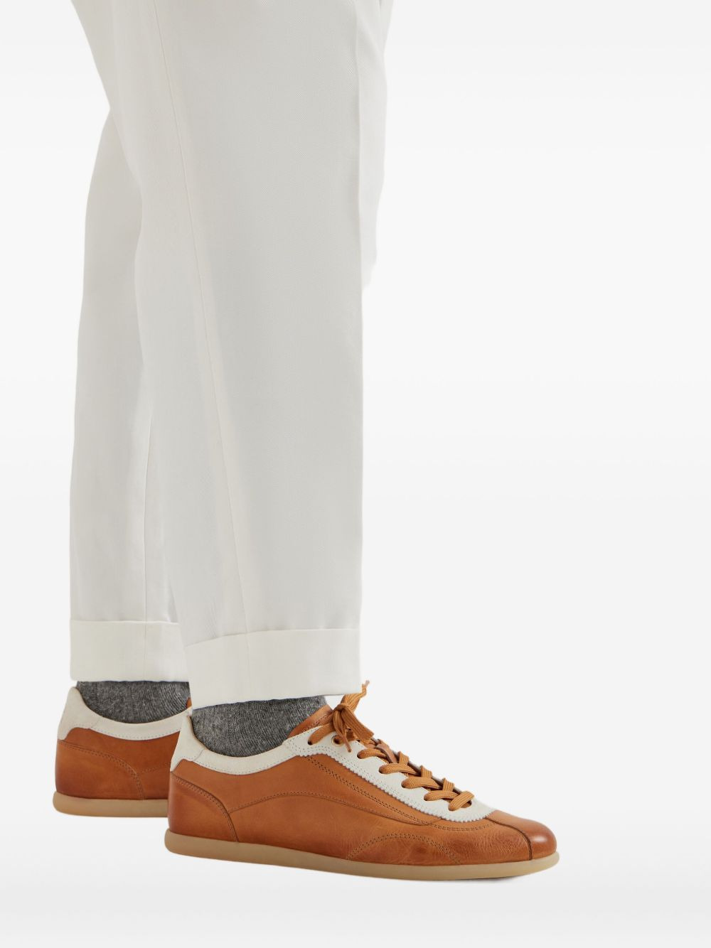 calfskin contrast-panel sneakers - 5