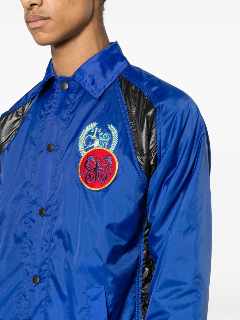 logo-embroidered panelled jacket - 5