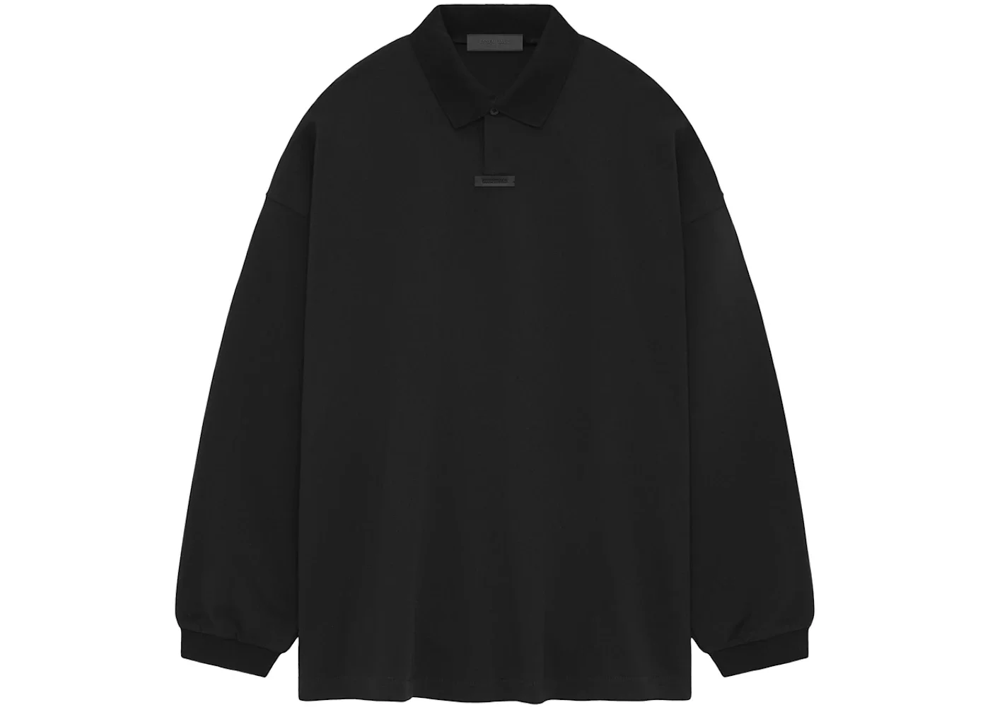 Fear of God Essentials Pique Long Sleeve Polo Black - 1